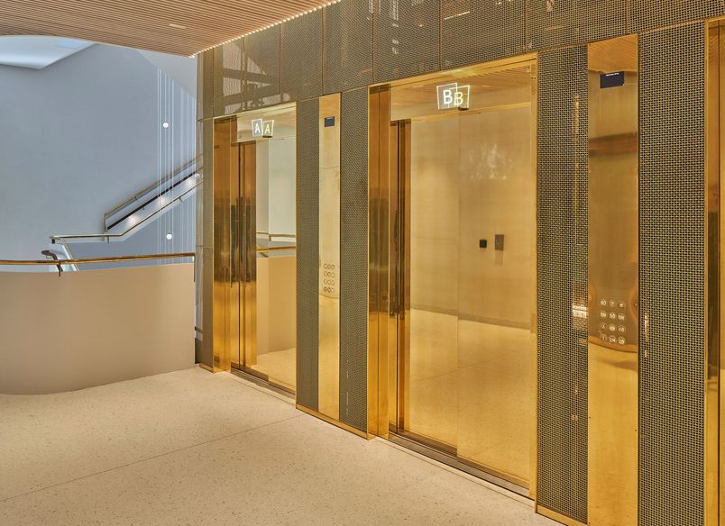 Modern Lift Lobby with Wire Mesh