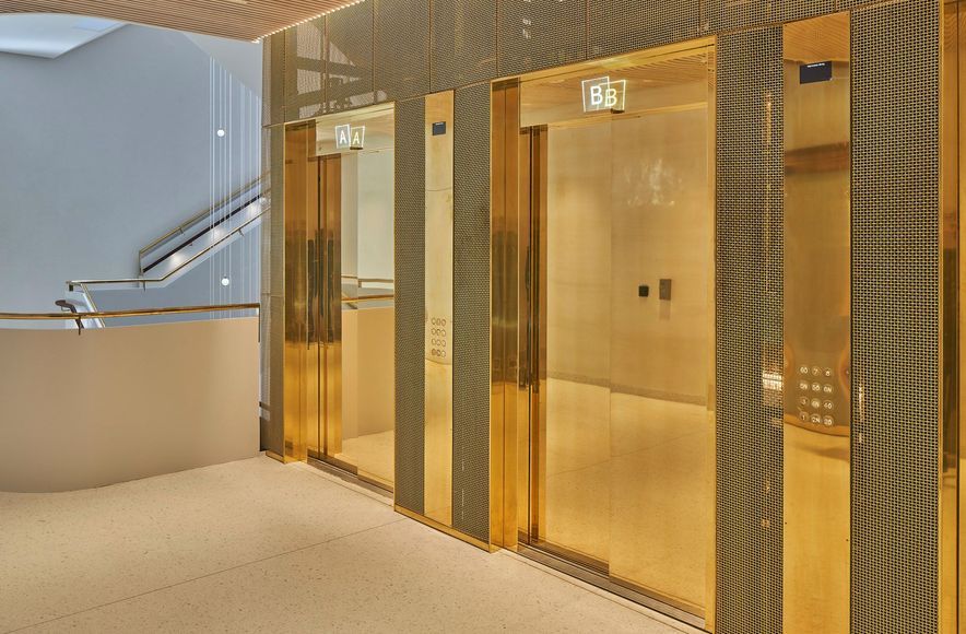 Modern Lift Lobby with Wire Mesh