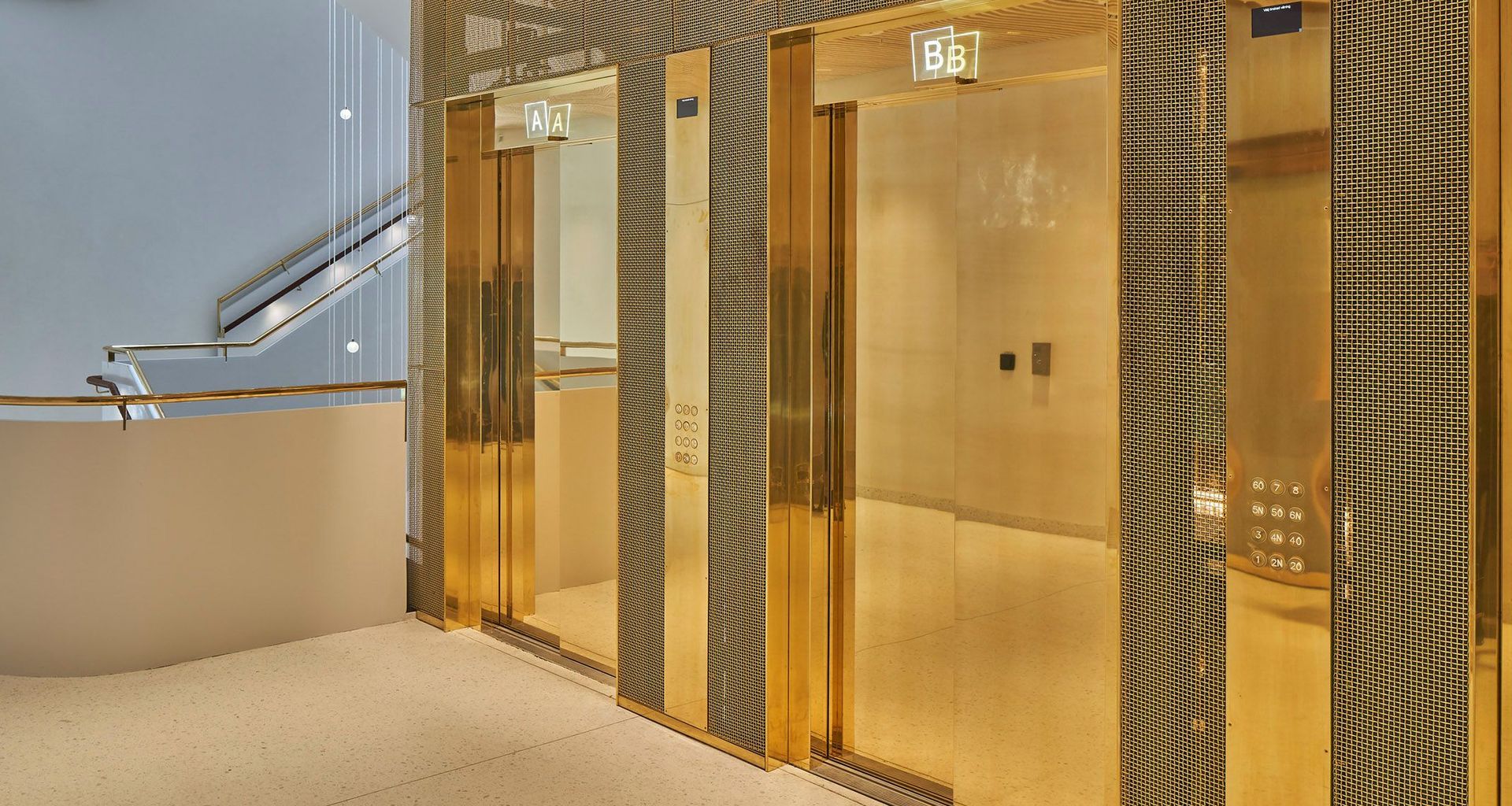 Modern Lift Lobby with Wire Mesh banner