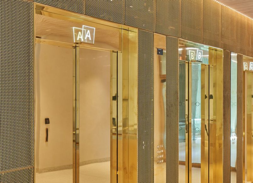 Modern Lift Lobby with Wire Mesh