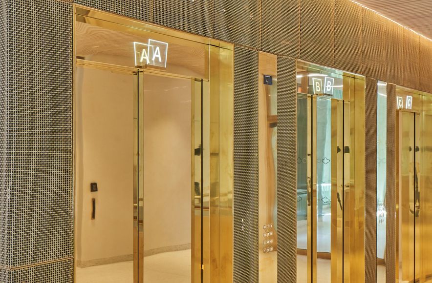 Modern Lift Lobby with Wire Mesh