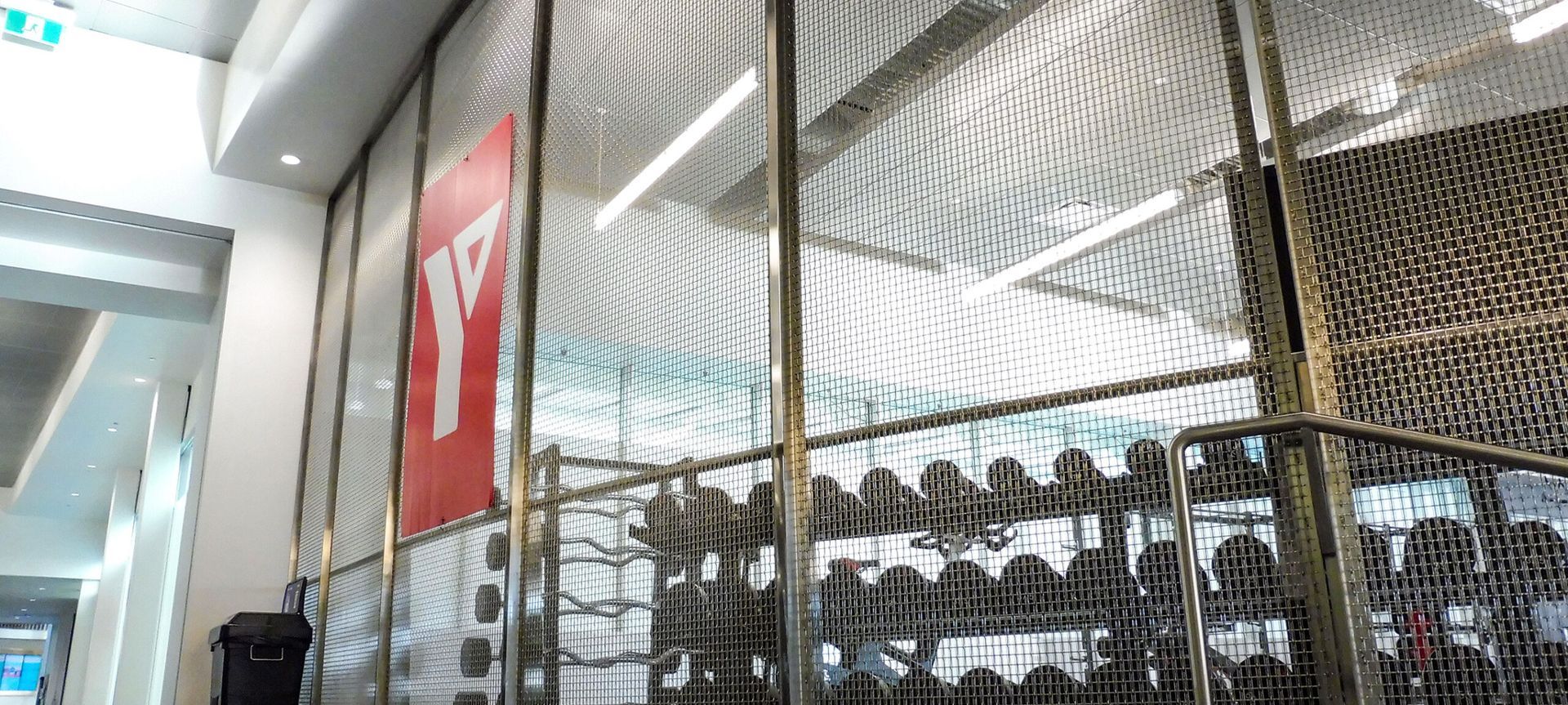 Wire Mesh Space Dividers at YMCA banner