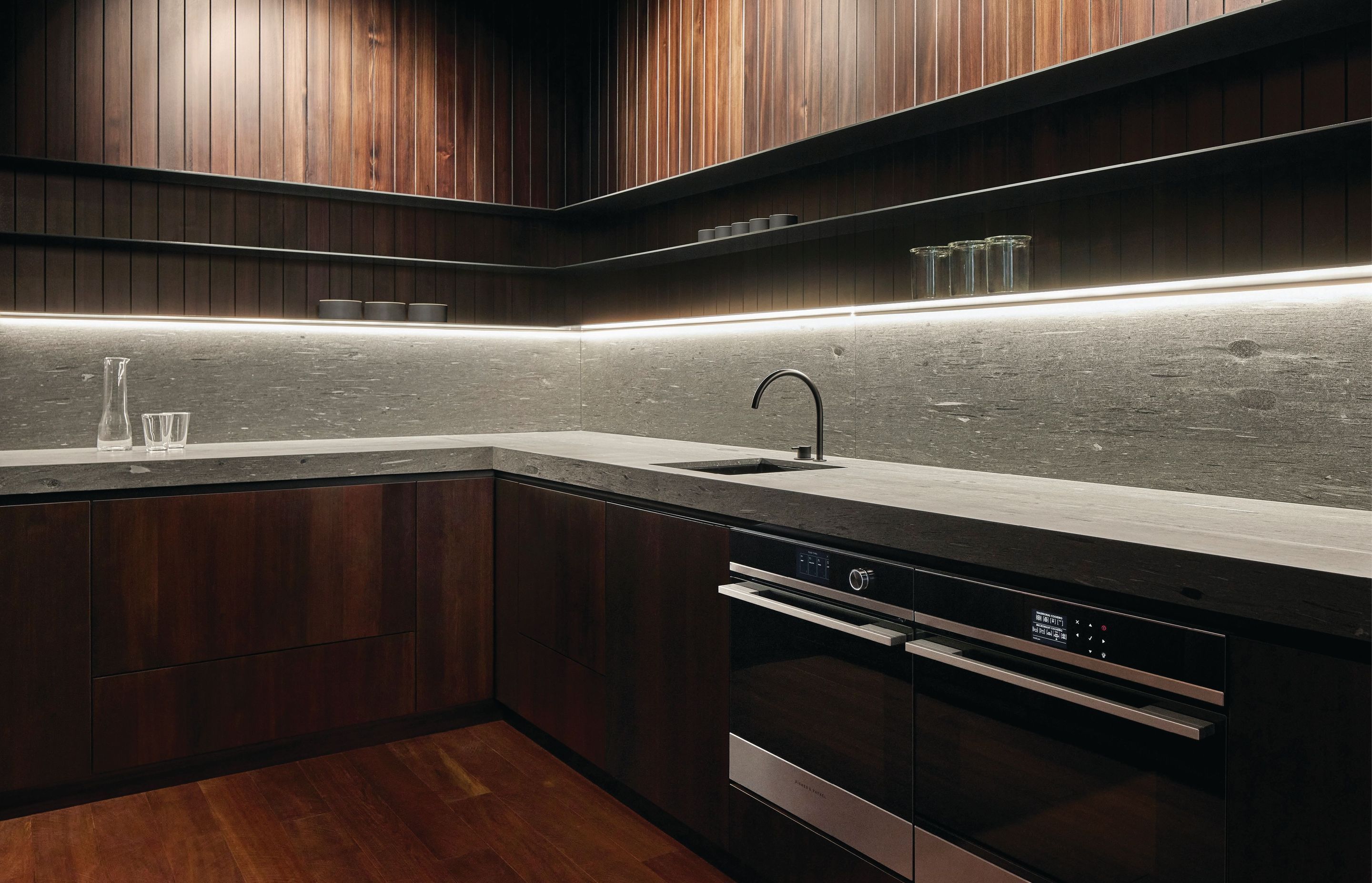 Prime Veneer, Toitū NZ Totara, Fisher & Paykel Auckland Experience Centre. Joinery by Hewe Architectural Cabinetry and Dimension Shopfitters.
