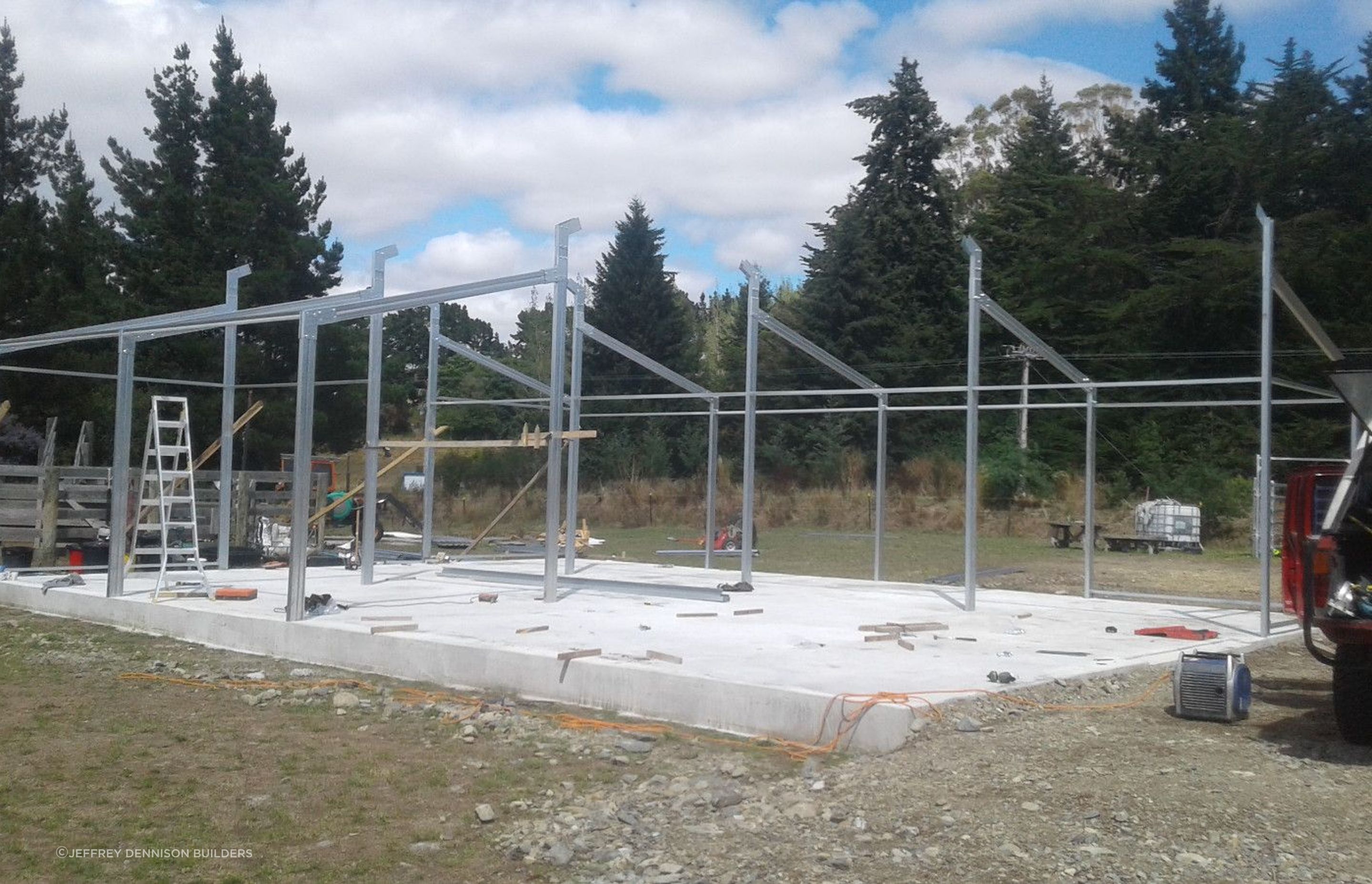 Foundation created, steel framing being erected...