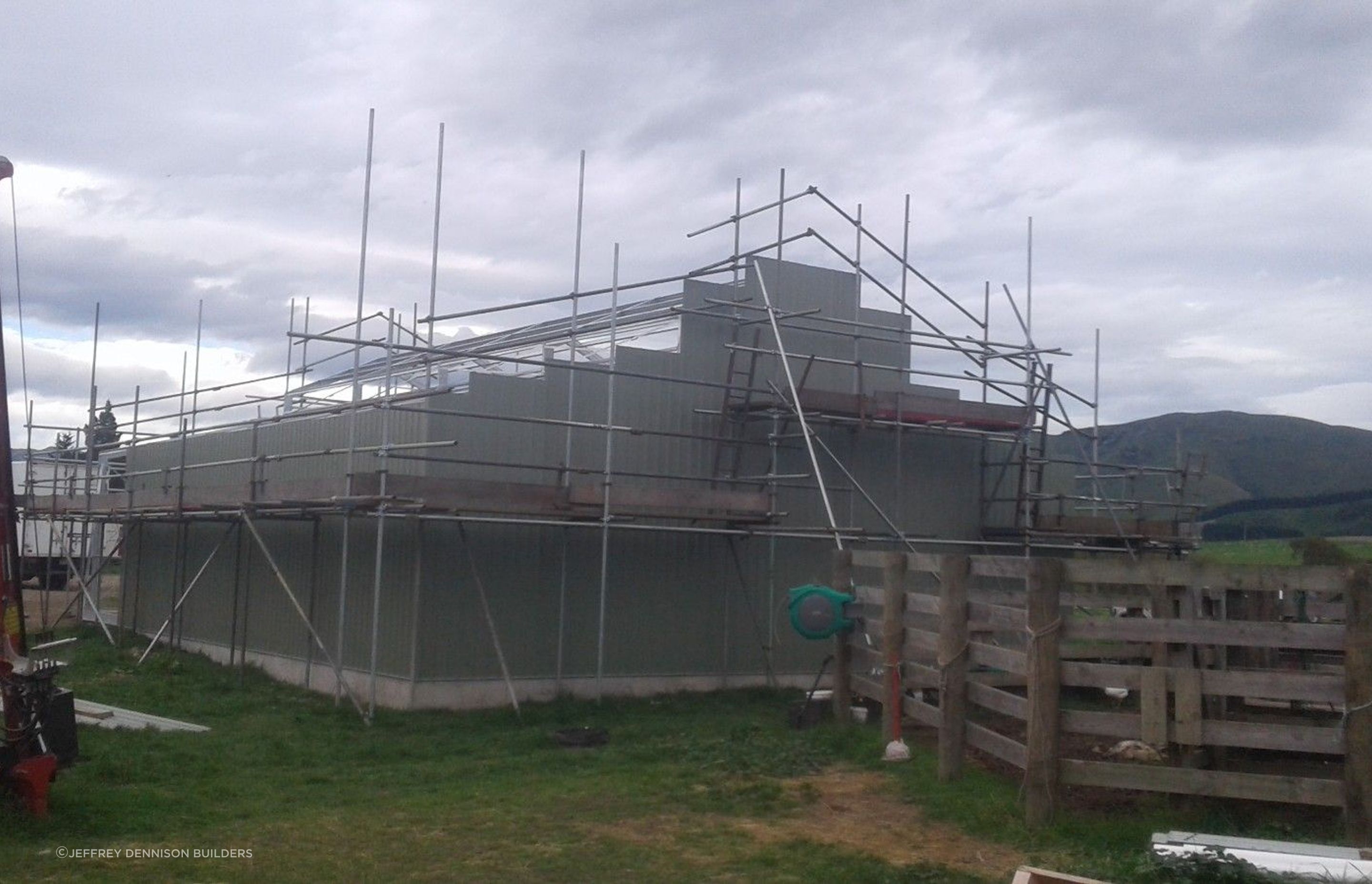 Another view of cladding three quarter view of the three bay shed