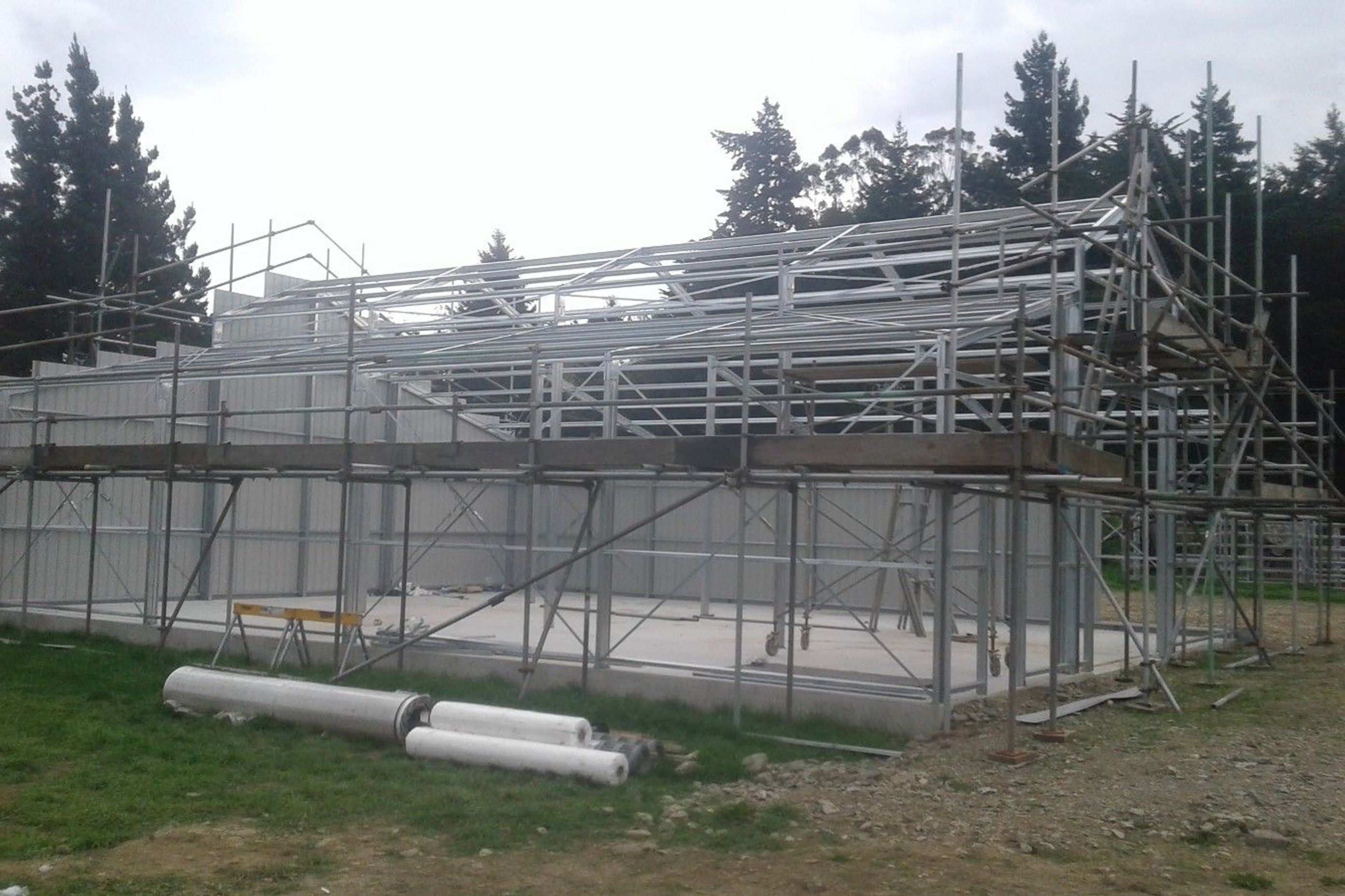 Another view of cladding three quarter view of the three bay shed cont-