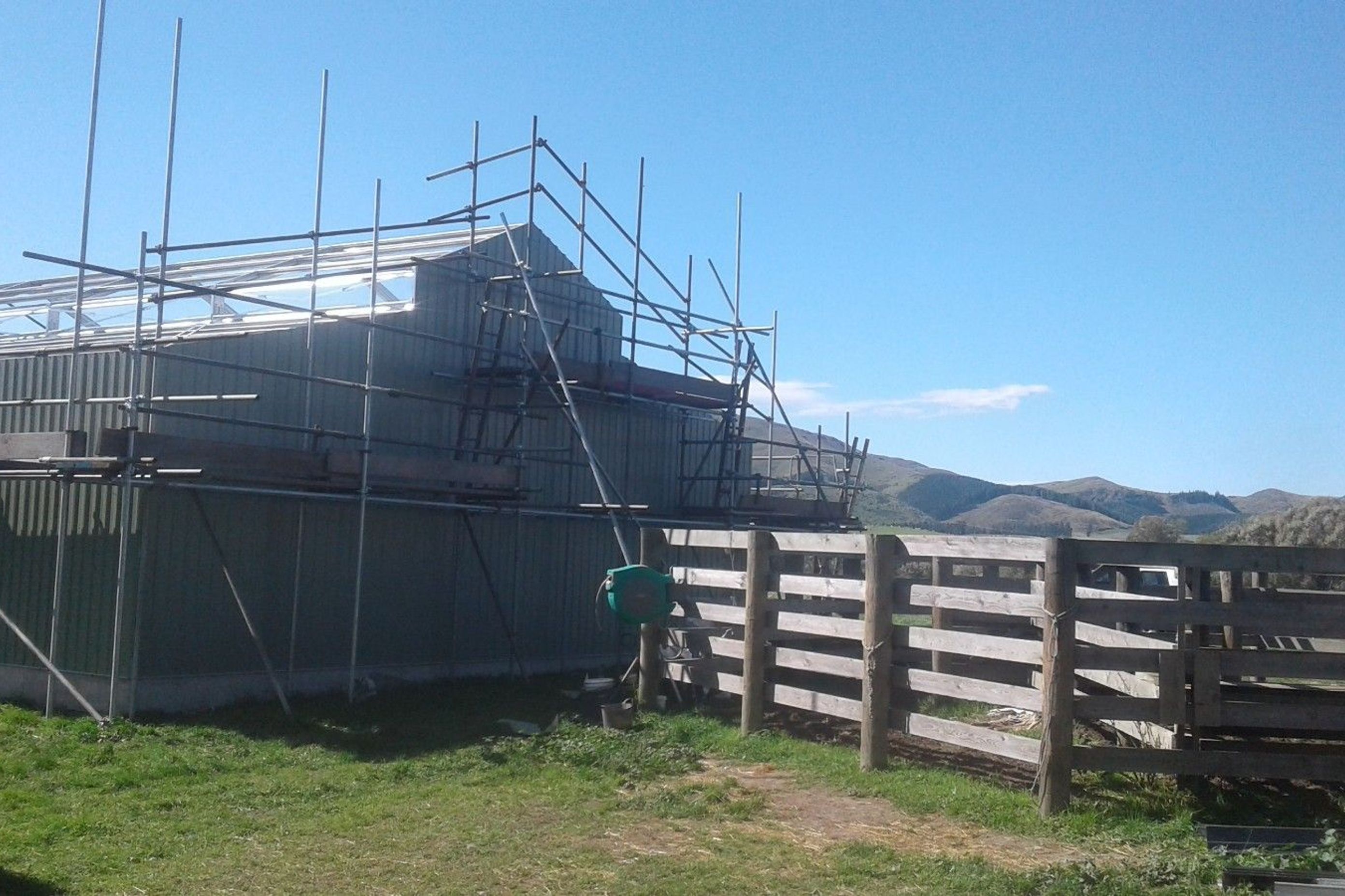 View of the three bay shed from the rear