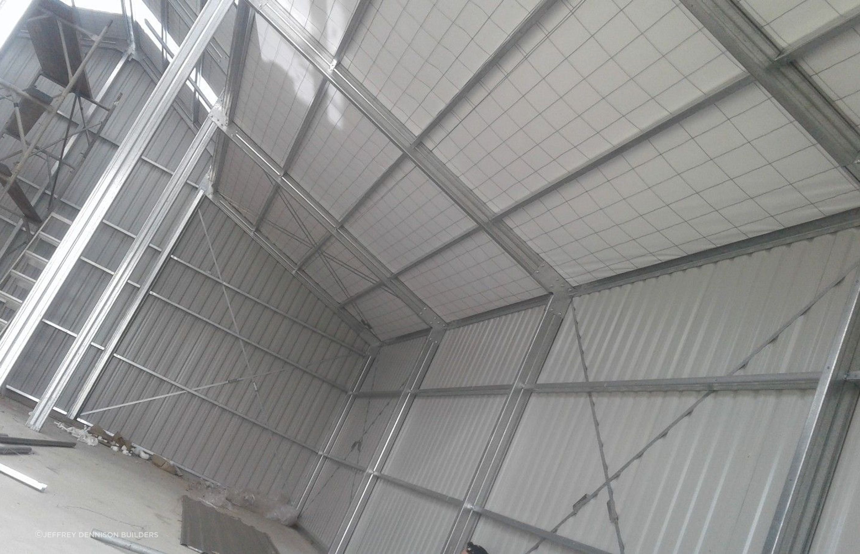 Closeup of the view of the bracing for structural support.
