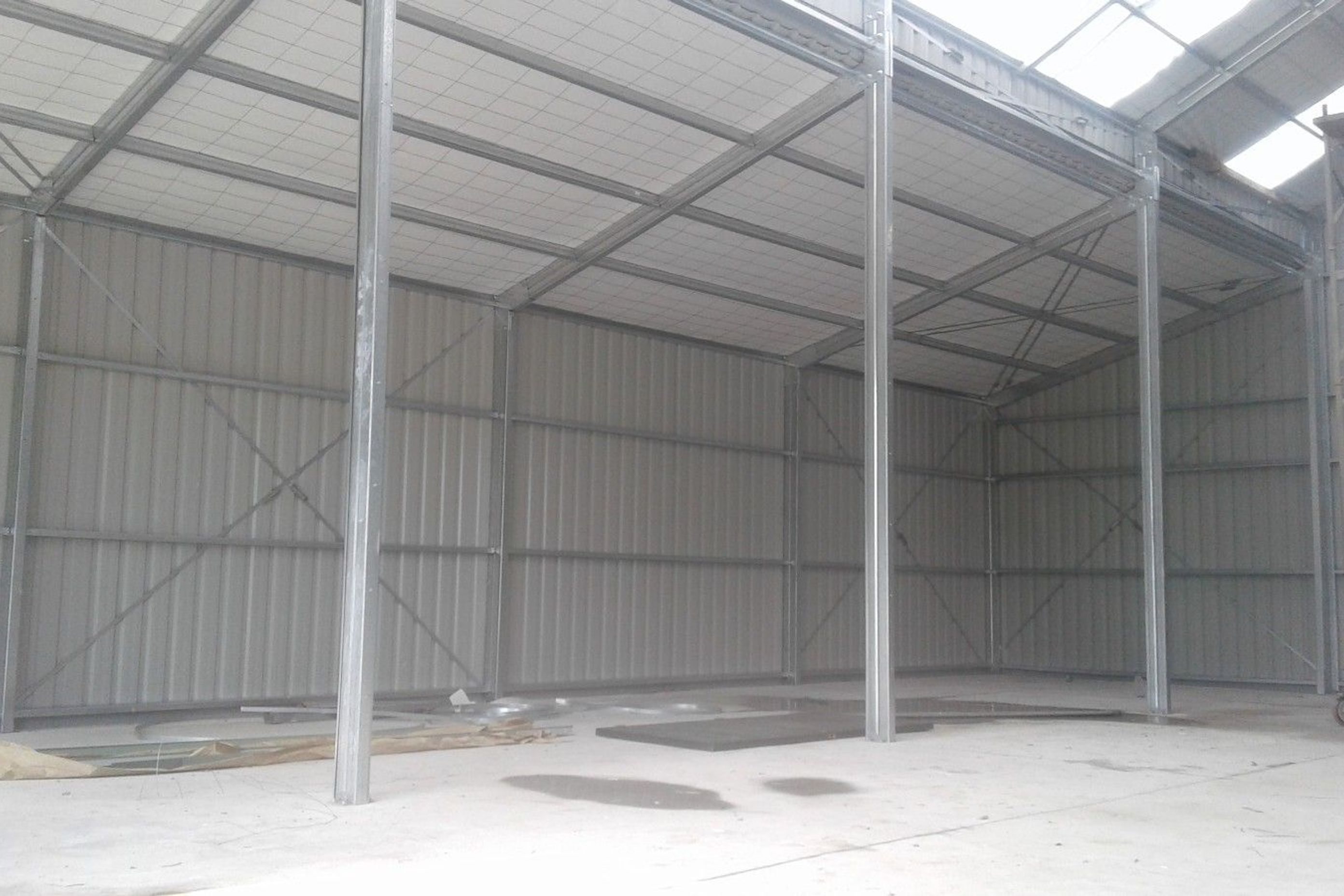 View within of the completed three bay shed