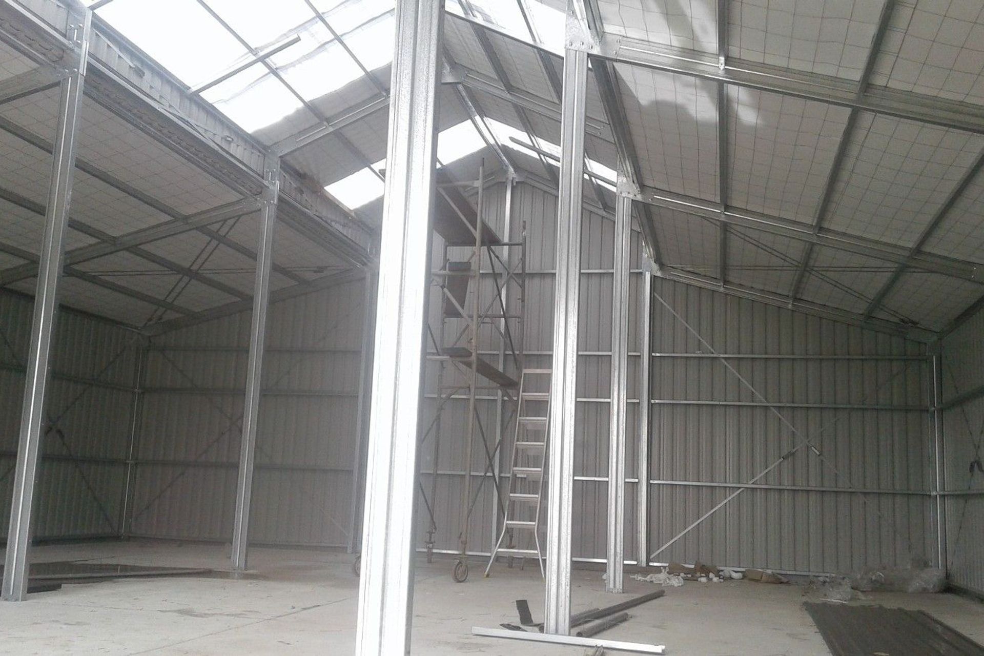 View within of the completed three bay shed cont-