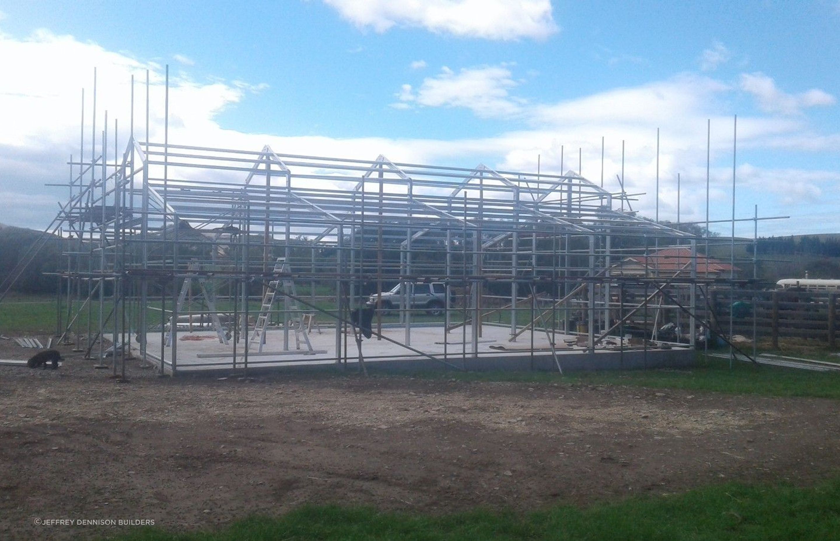 Scaffolding being erected higher, steel framing making progress cont-