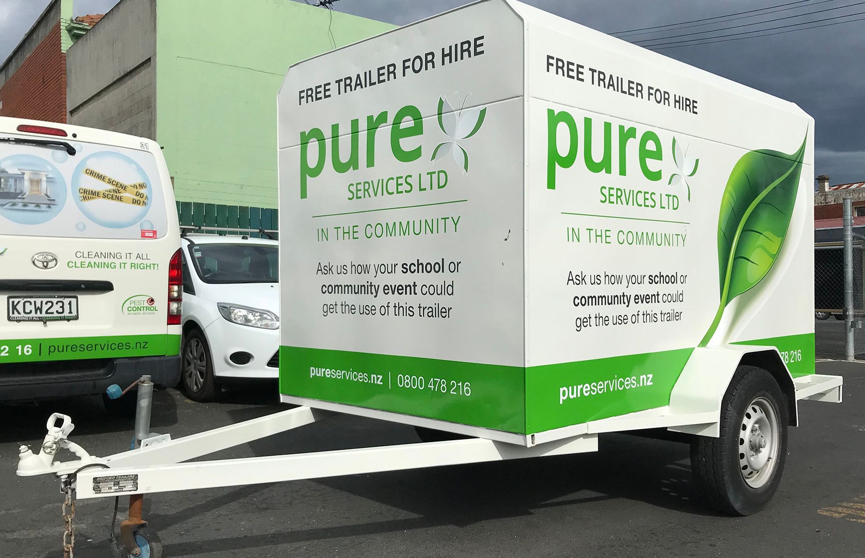Trailer signage for Pure Services, Dunedin