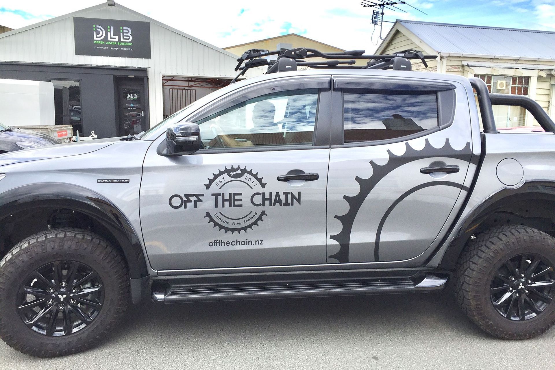Vehicle signage for Off the Chain, Dunedin