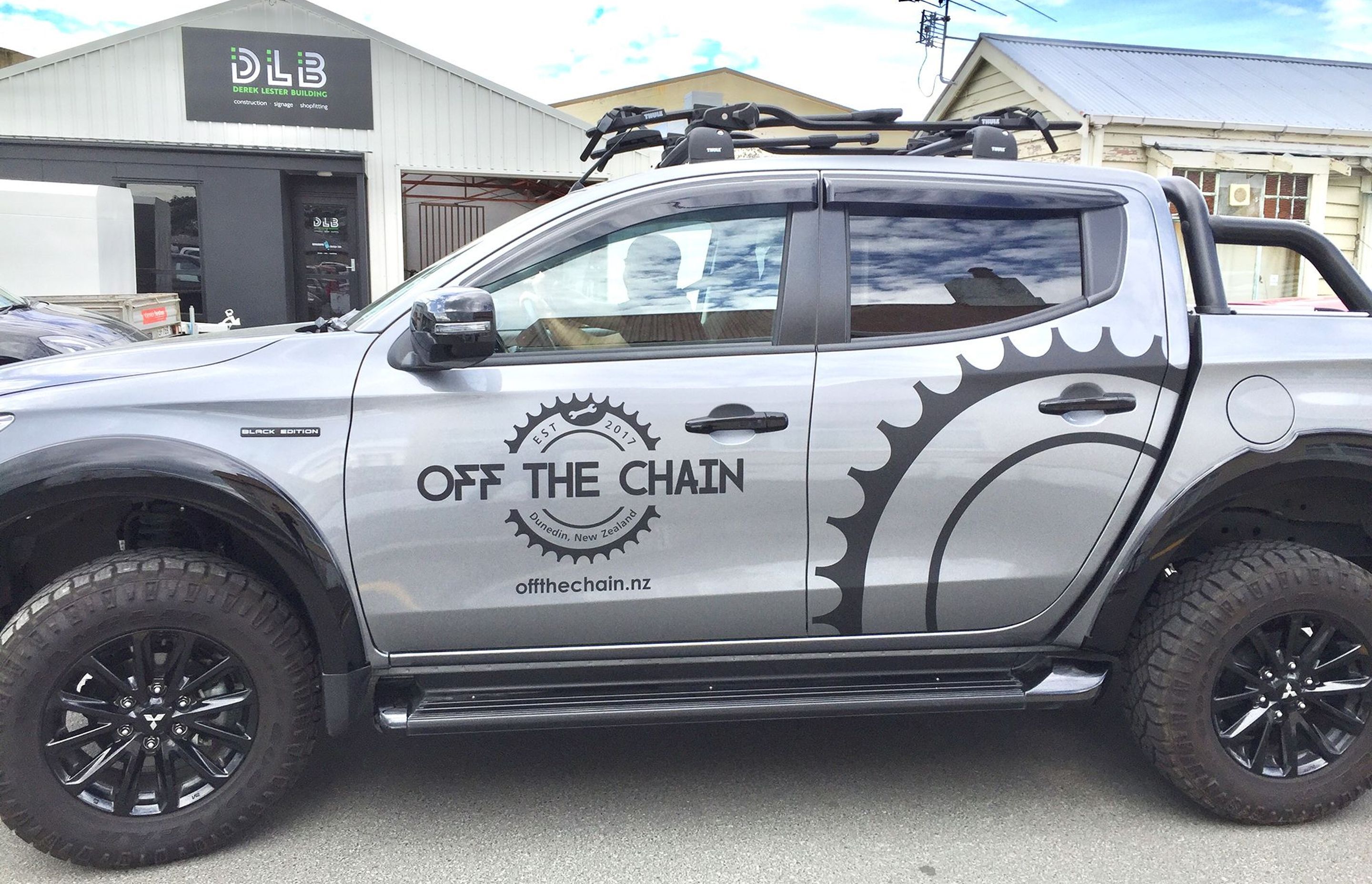 Vehicle signage for Off the Chain, Dunedin