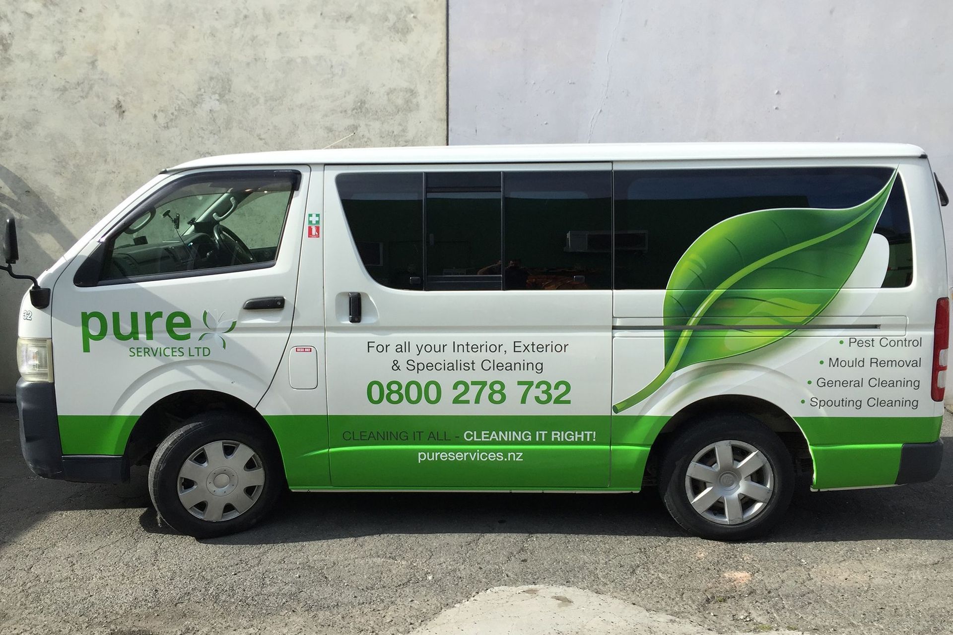 Vehicle signage for Pure Services van, Dunedin