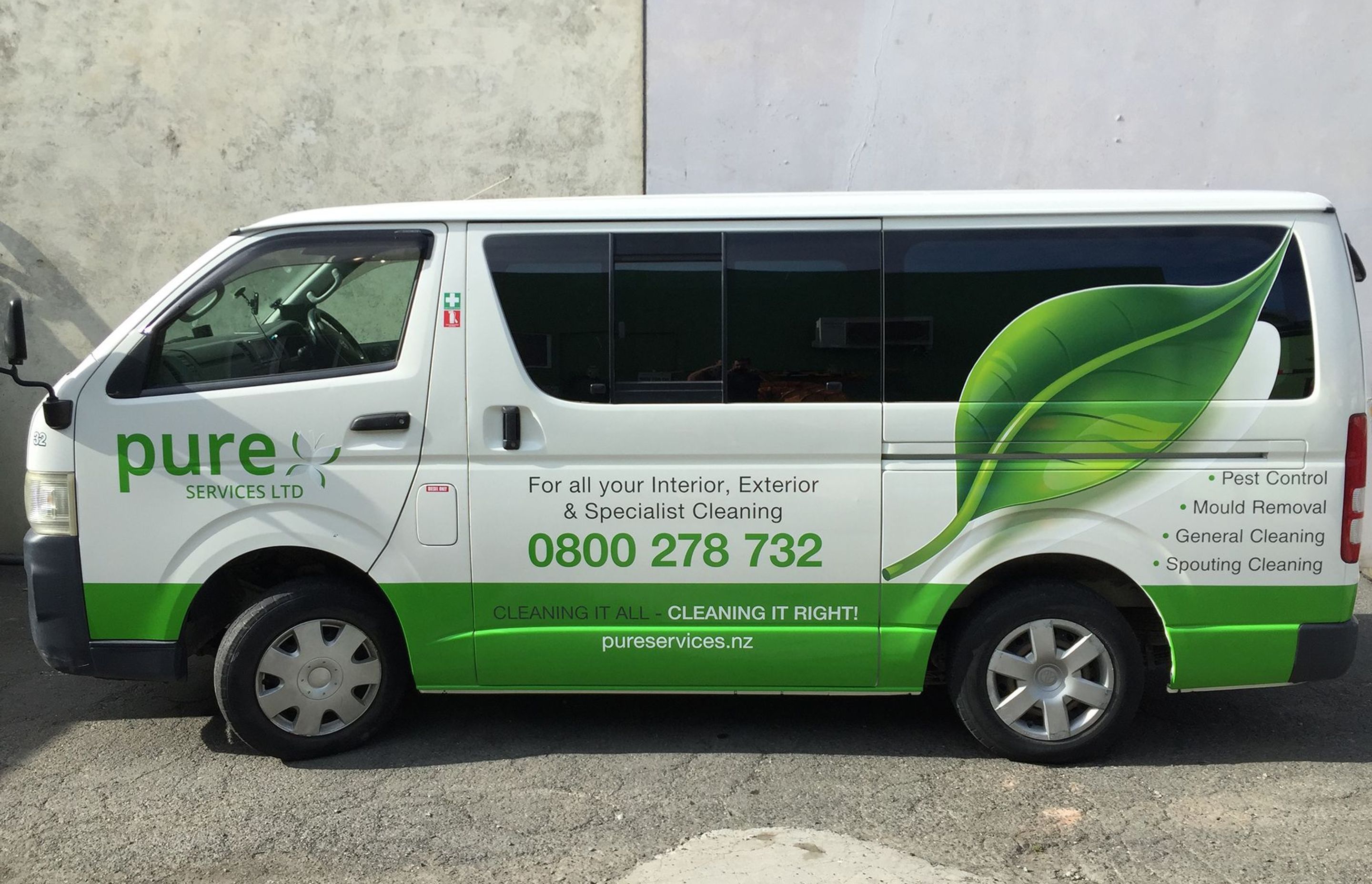 Vehicle signage for Pure Services van, Dunedin