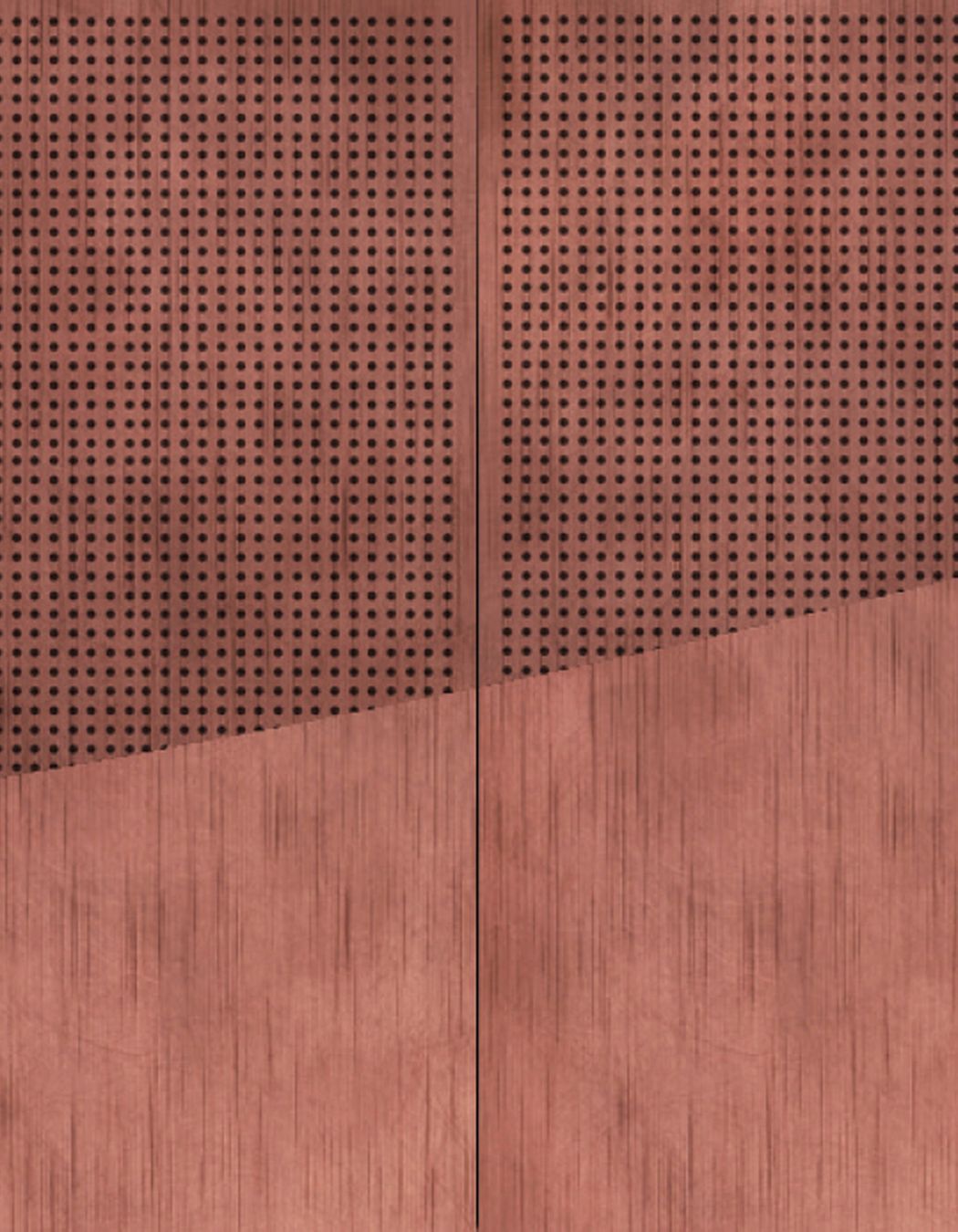Perforated cladding enables secondary arcing geometry within the facade