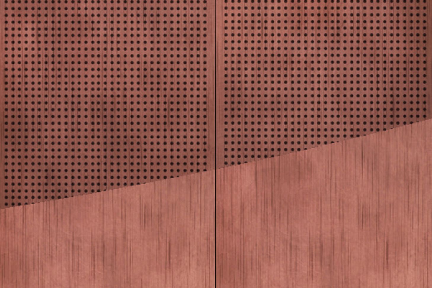 Perforated cladding enables secondary arcing geometry within the facade
