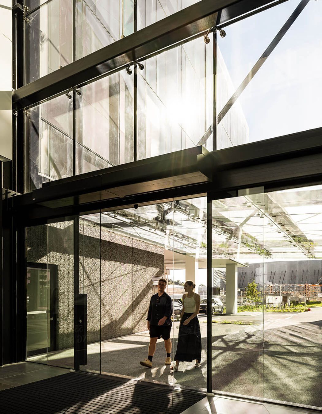 The entrance to the atrium is light-filled and impressive.