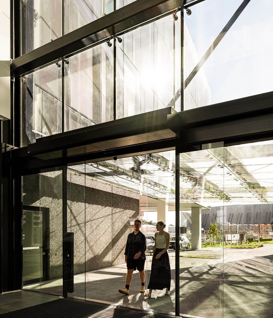 The entrance to the atrium is light-filled and impressive.