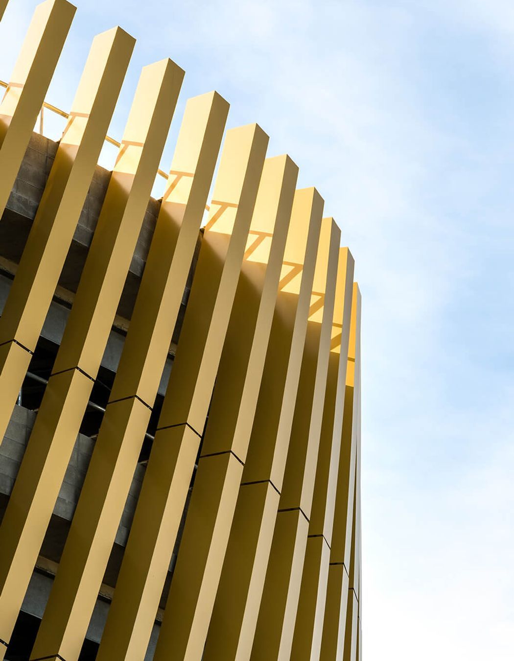 The gold fins seen from the motorway were constructed in sections that were more than four metres in length.