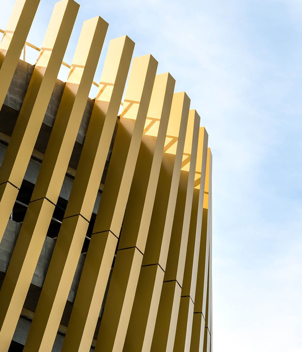 The gold fins seen from the motorway were constructed in sections that were more than four metres in length.