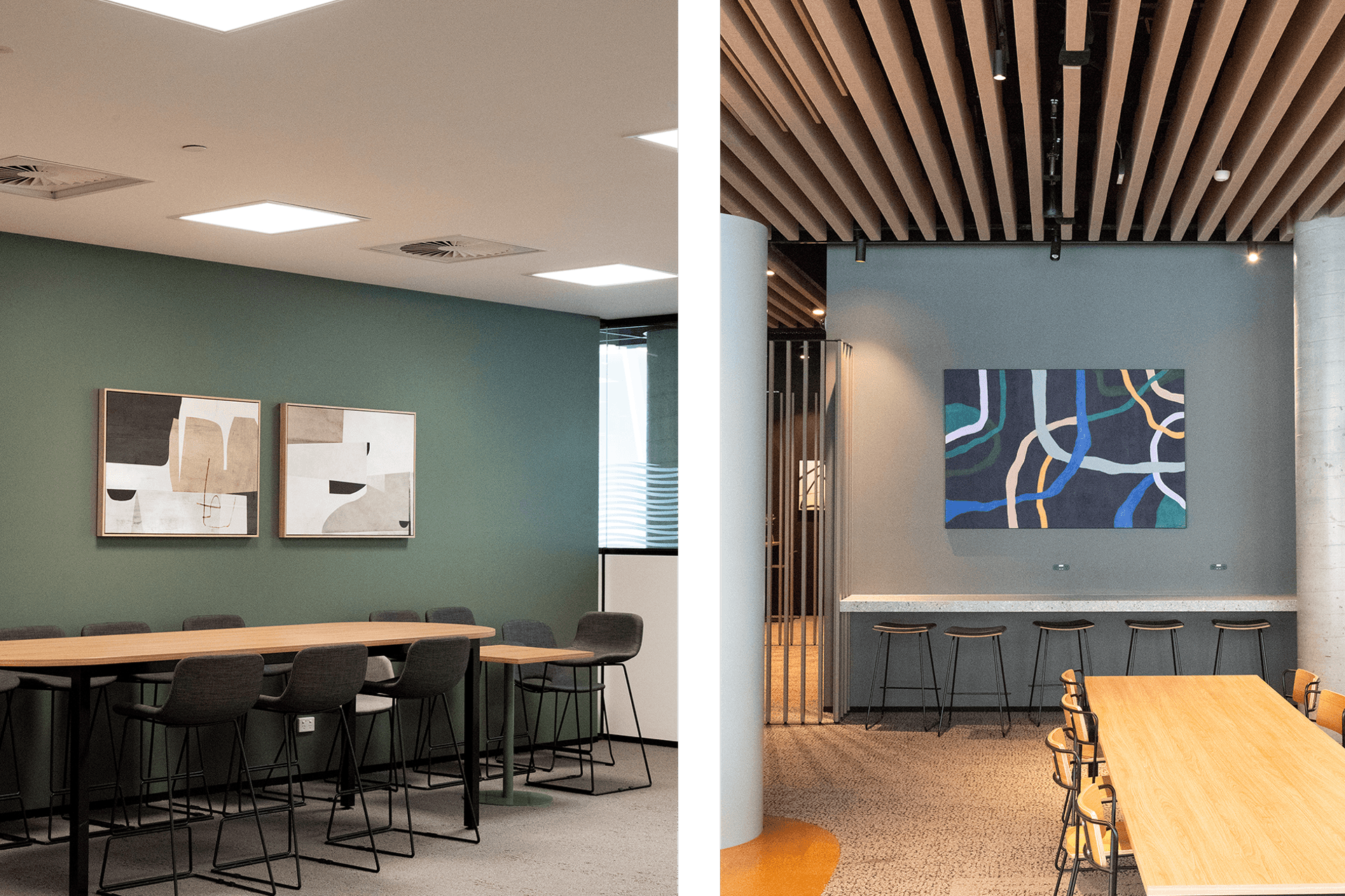 The vibrant Waterman Business Centre introduces an expansive office complex to Eastland Shopping Centre. The office floor features a series of spaces varying in scale to accommodate diverse working needs. Collaborative spaces include meeting rooms and private offices for teams-based work as hot-desk benches offer personal work spaces for the day.  The layout of the space answers to the fluidity of modern work arrangements. It does so on the back of a creative architectural design plan and the construction systems to execute them proficiently. Studco Building Systems came together to provide the framework of this remarkable build.