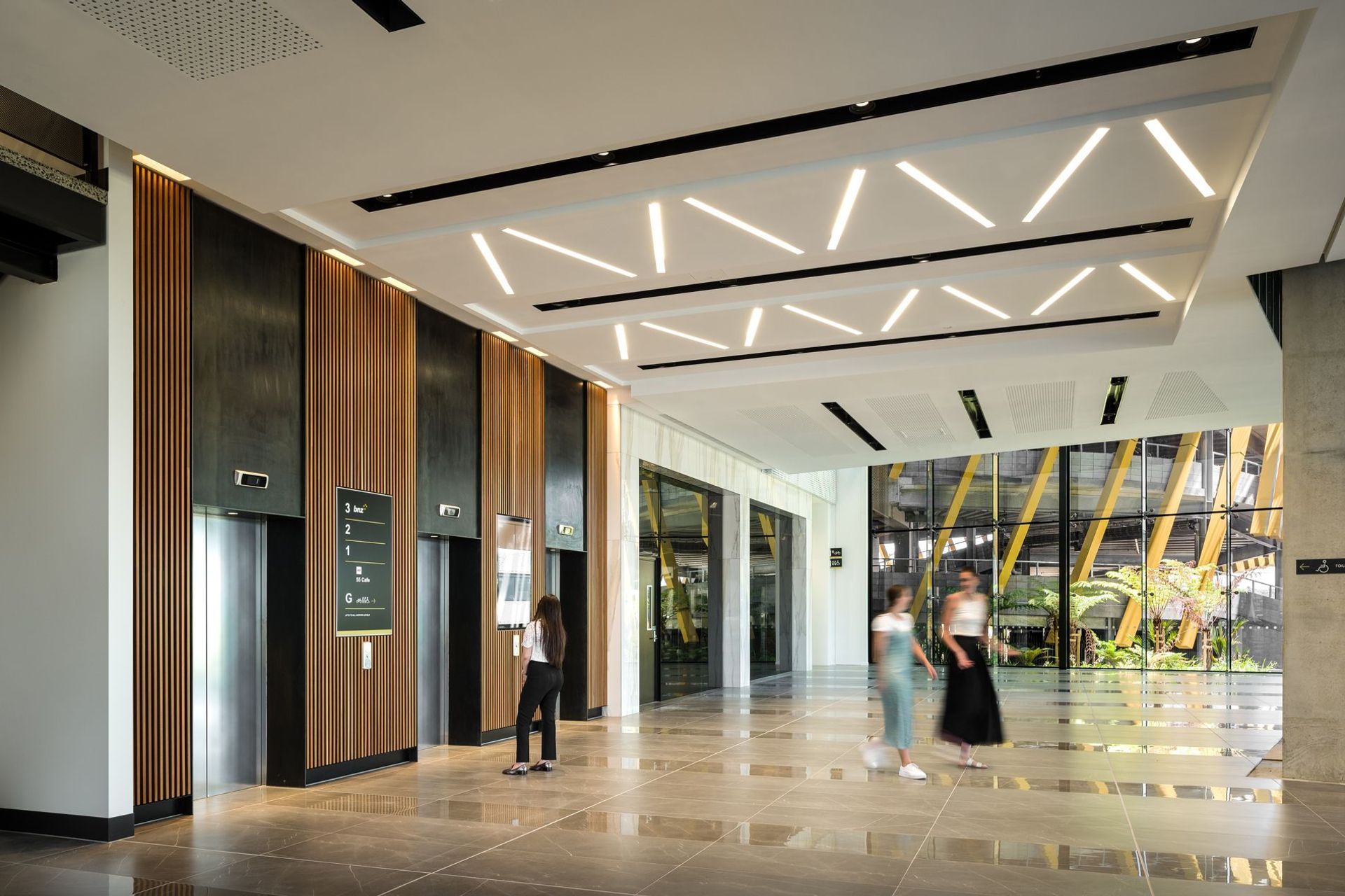 An array of natural tones and timber accents create a building that is not only Green Star-rated, but feels tranquil.