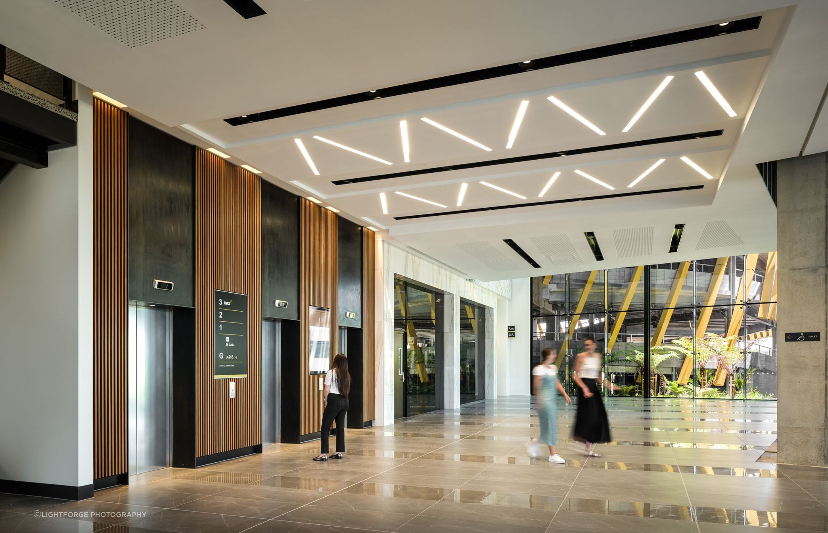 An array of natural tones and timber accents create a building that is not only Green Star-rated, but feels tranquil.
