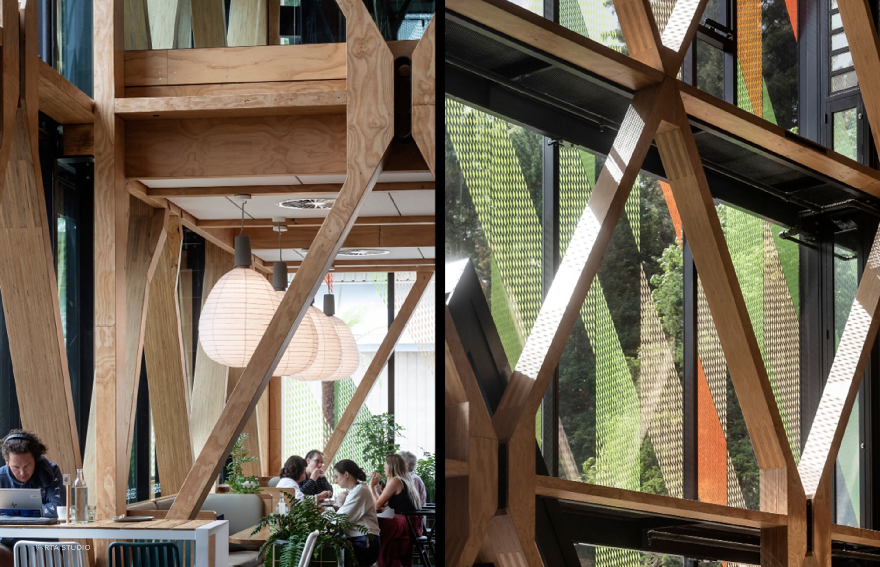 World-first innovation has been built into the building in the form of the cross-banded LVL interstitial nodes, which were originally to be manufactured from steel. Structural Engineer Alistair Cattanach of Dunning Thornton spent three months on analysis