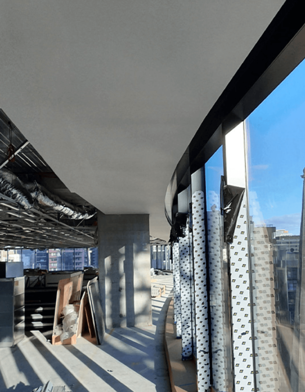 Studco's ceiling design follows the curve of Wesley Place