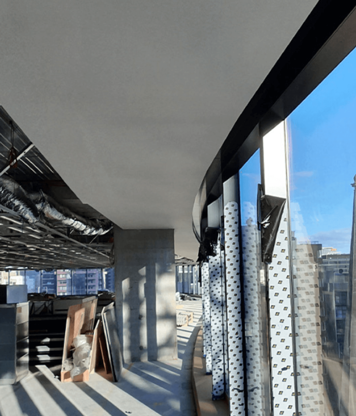 Studco's ceiling design follows the curve of Wesley Place