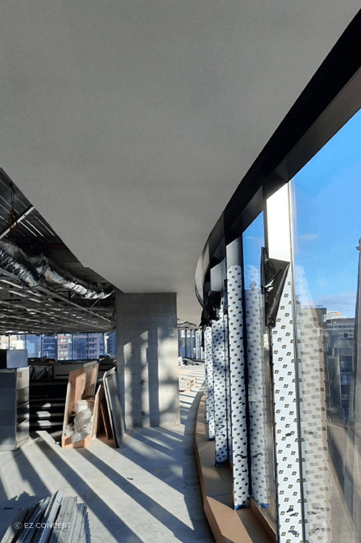 Studco's ceiling design follows the curve of Wesley Place