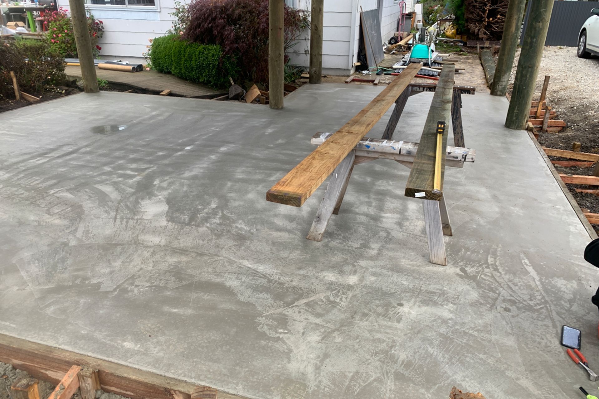 Another view of the finished concrete floor for the carport
