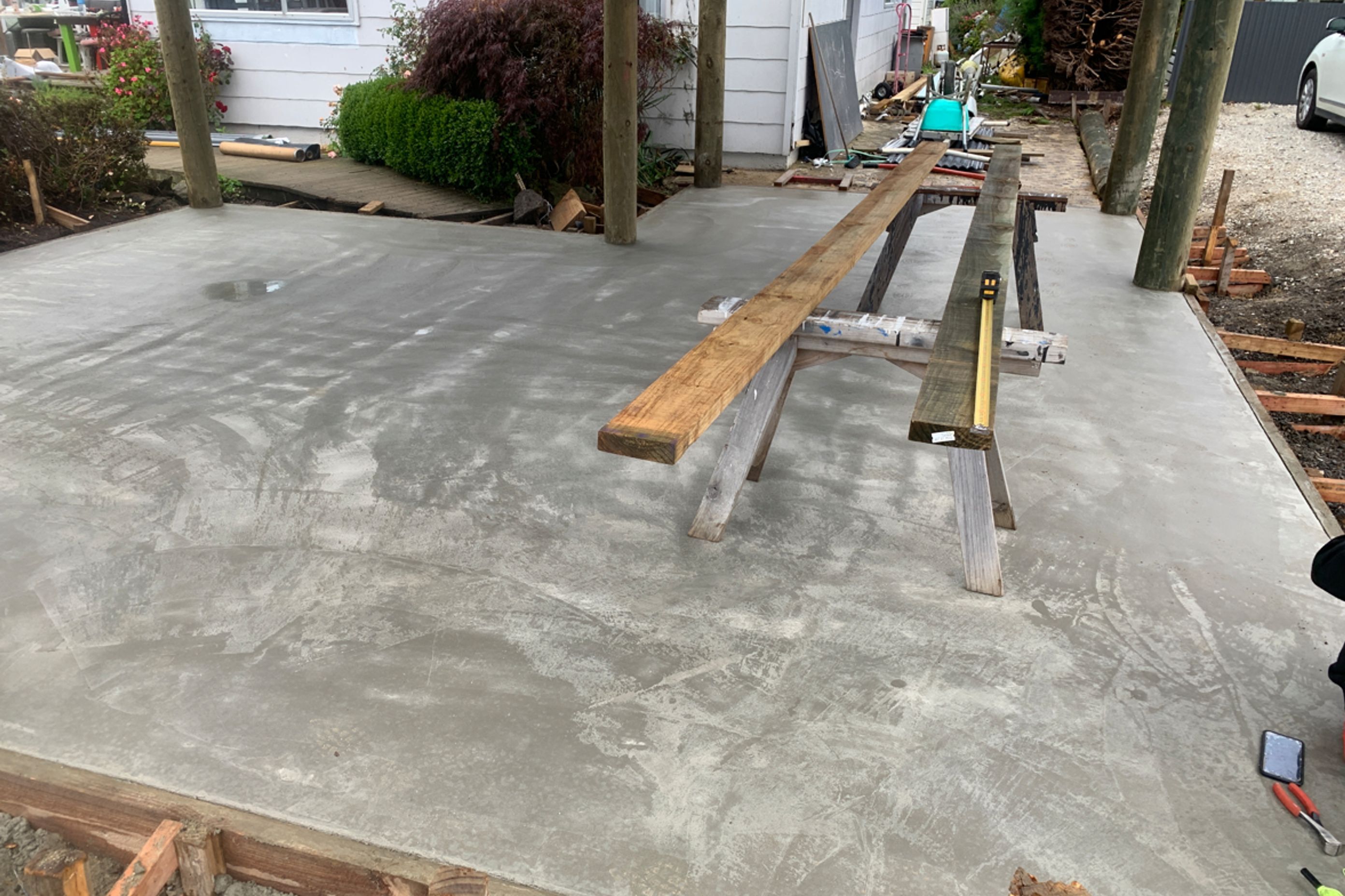 Another view of the finished concrete floor for the carport