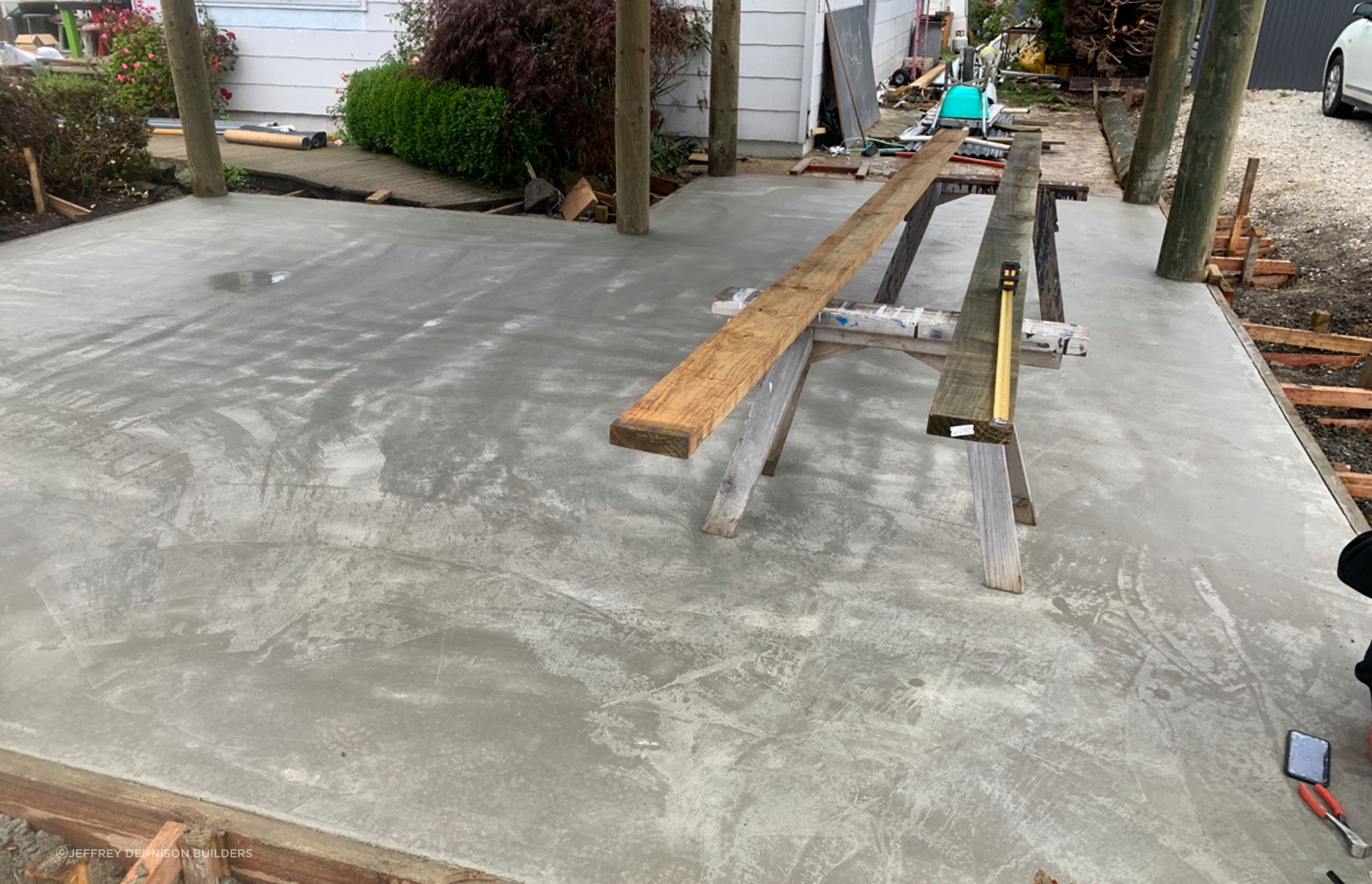 Another view of the finished concrete floor for the carport