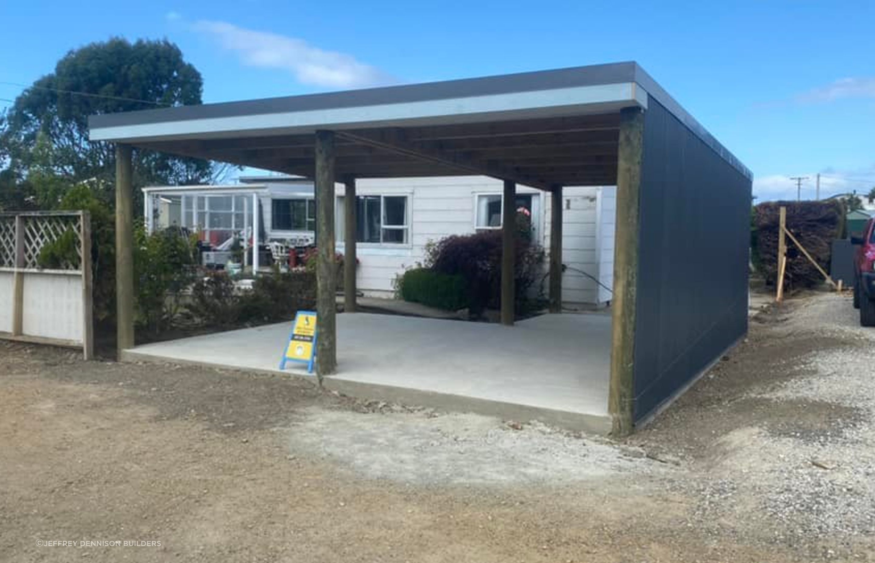 Carport completed, only fencing at the rear to be done, different view