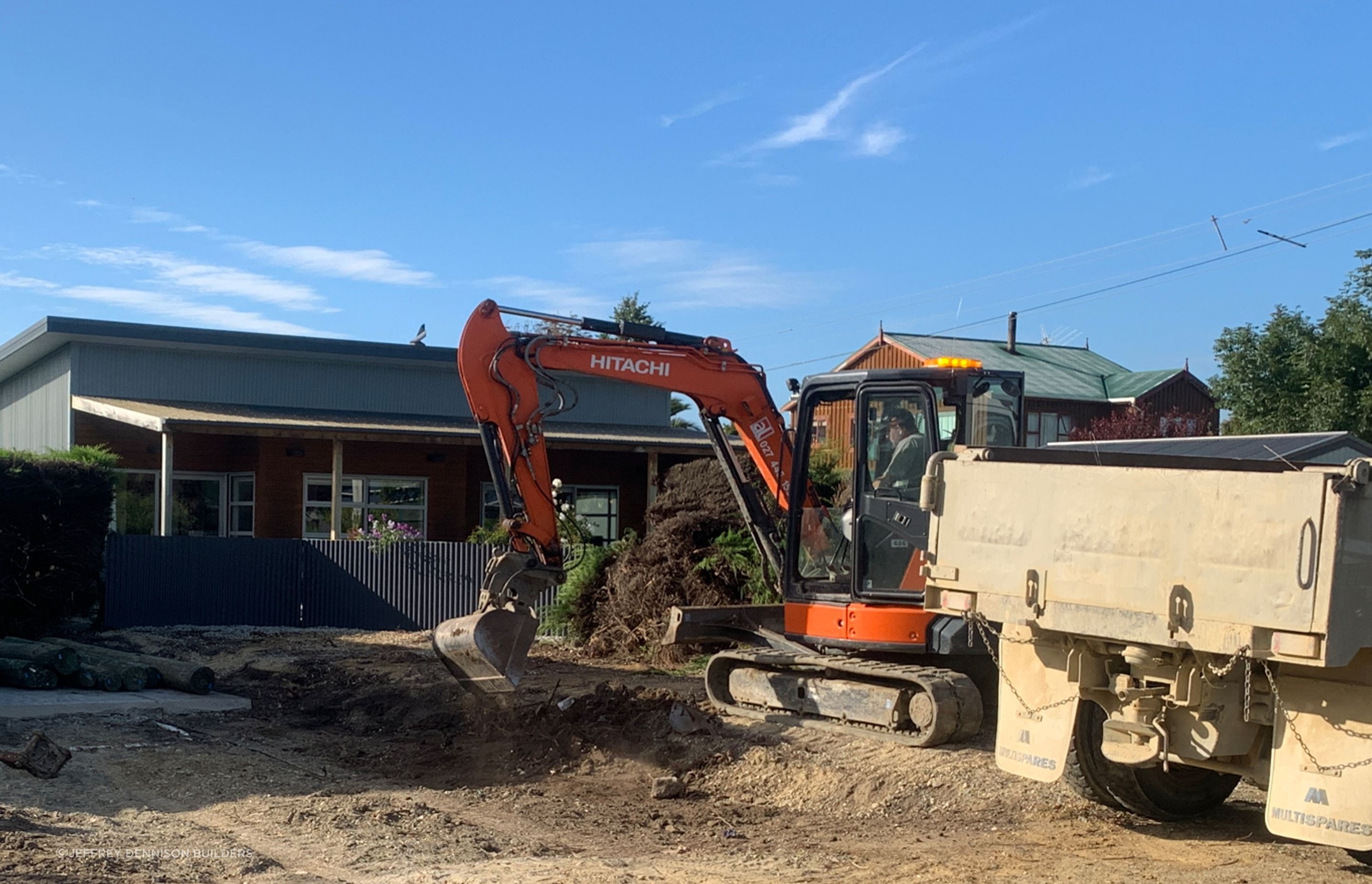 Close up of digger and site preparation