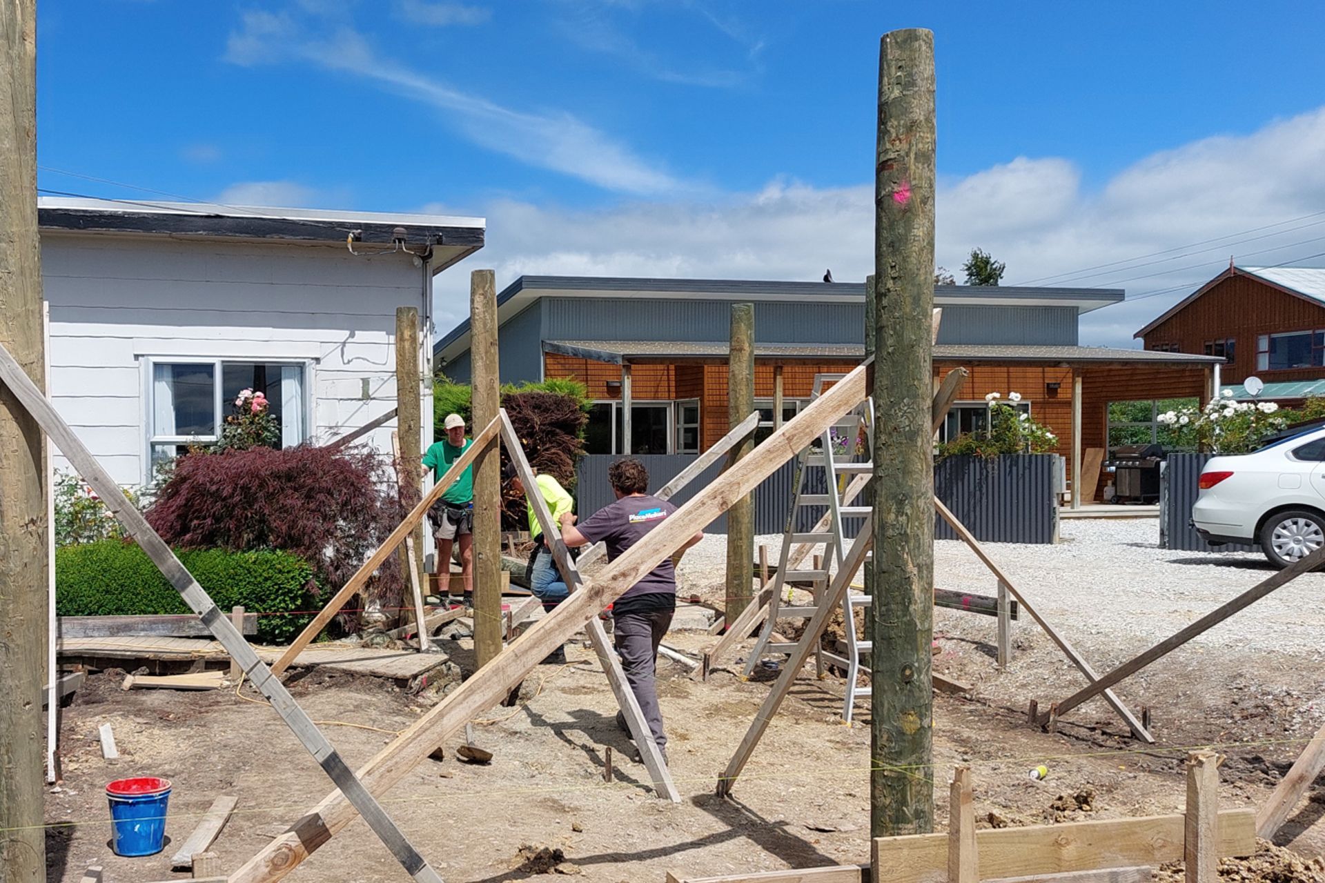 Poles going in...