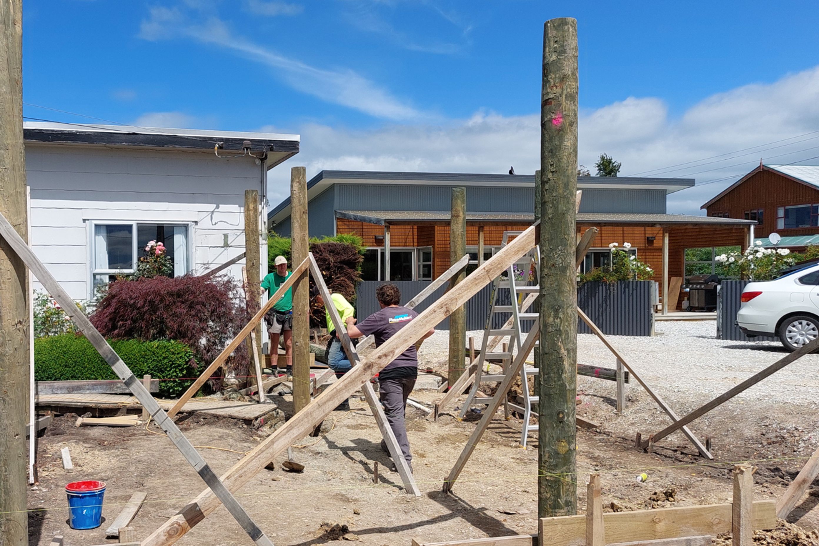 Poles going in...