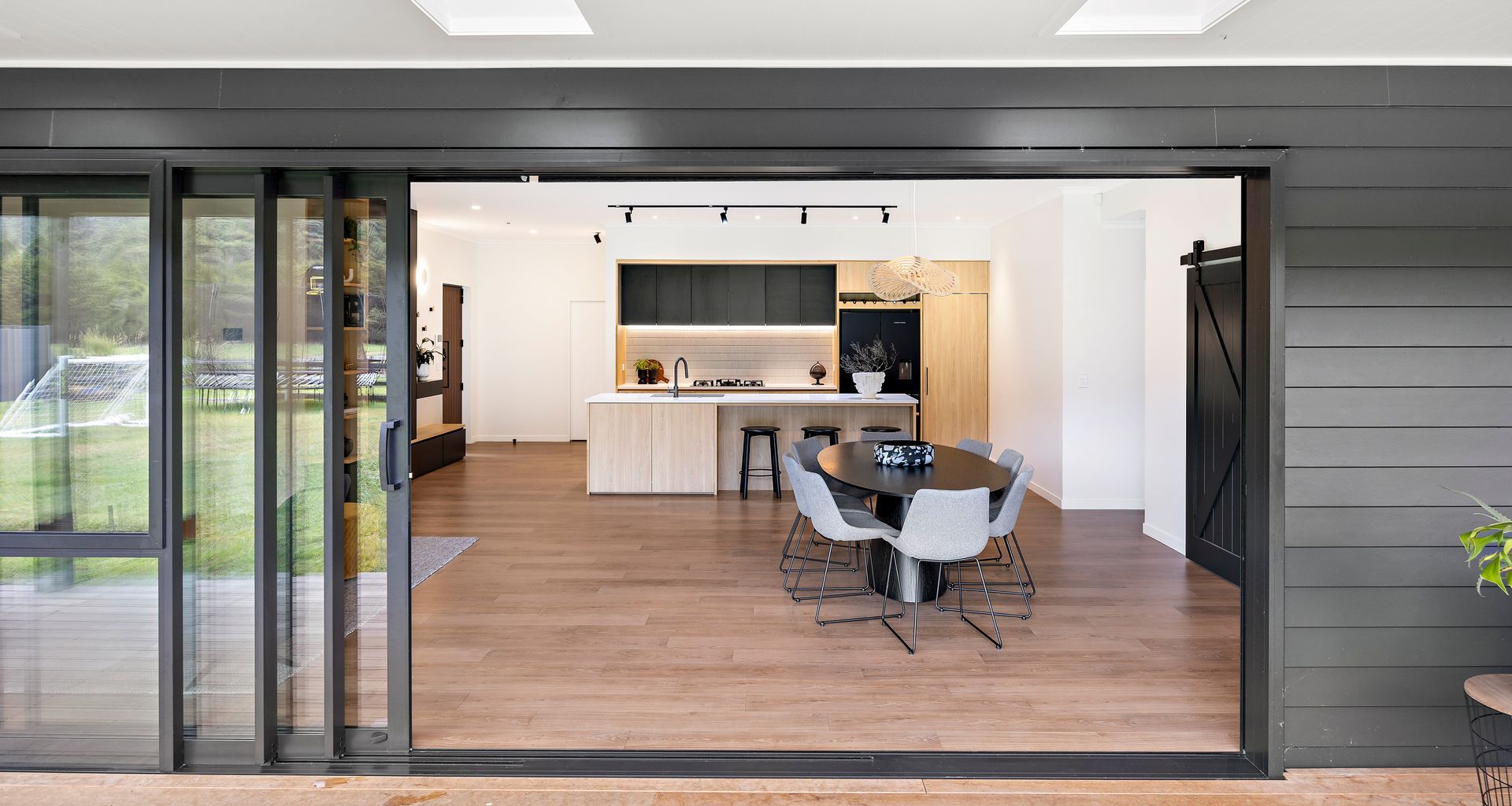 Oak + Black Melamine with Pocket Door banner