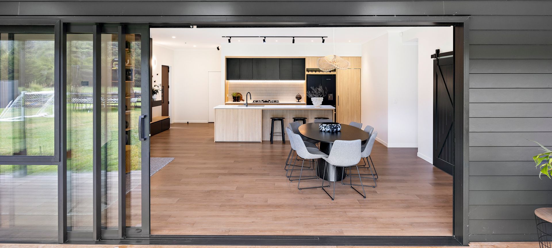 Oak + Black Melamine with Pocket Door banner