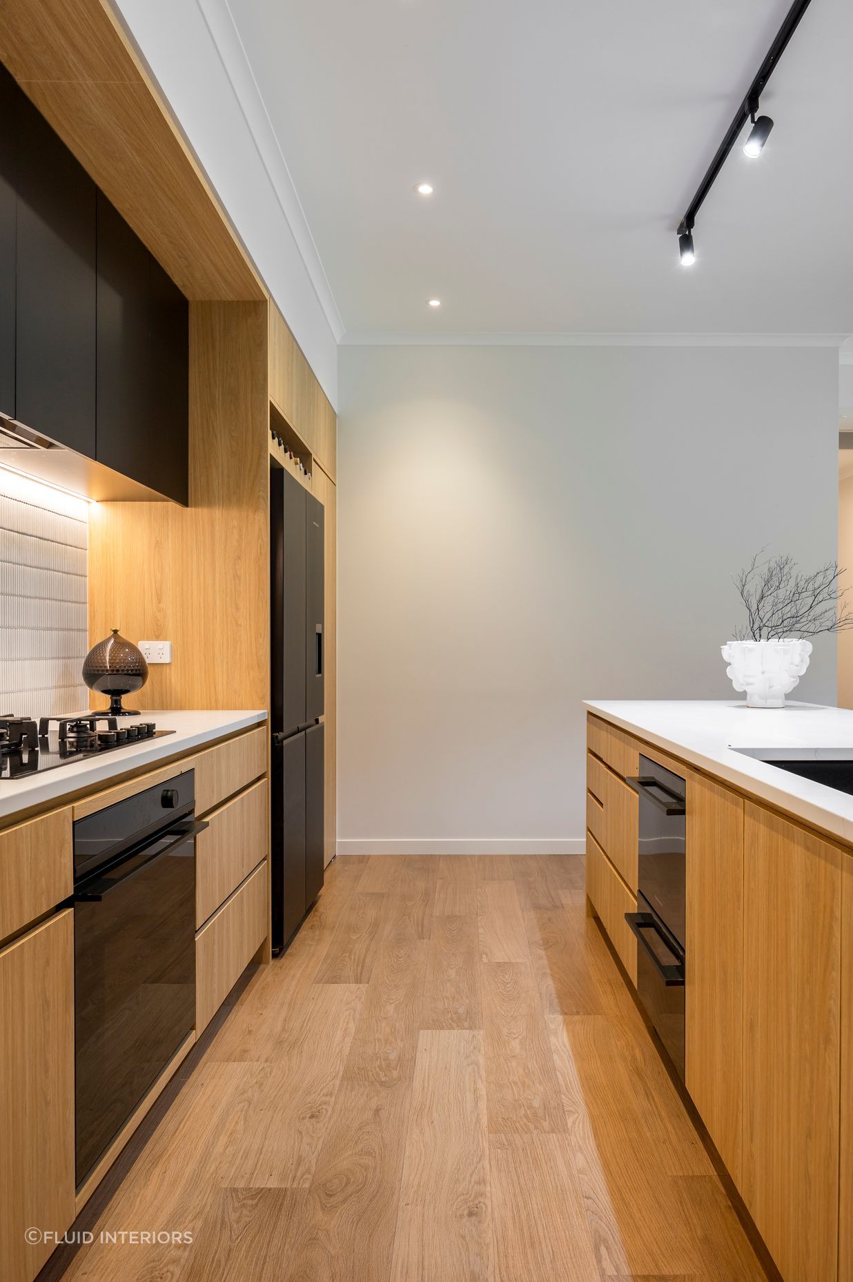 Oak + Black Melamine with Pocket Door