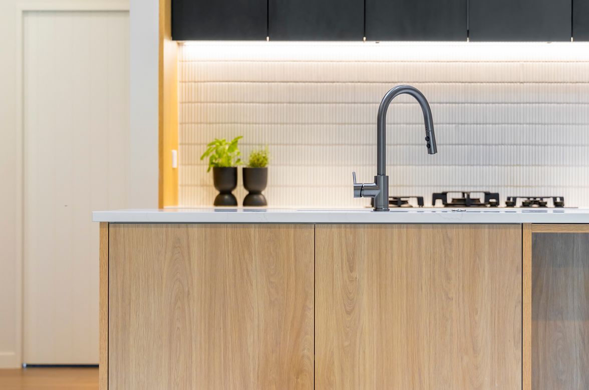 Oak + Black Melamine with Pocket Door