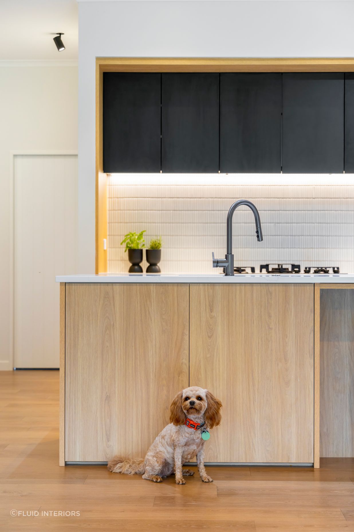 Oak + Black Melamine with Pocket Door
