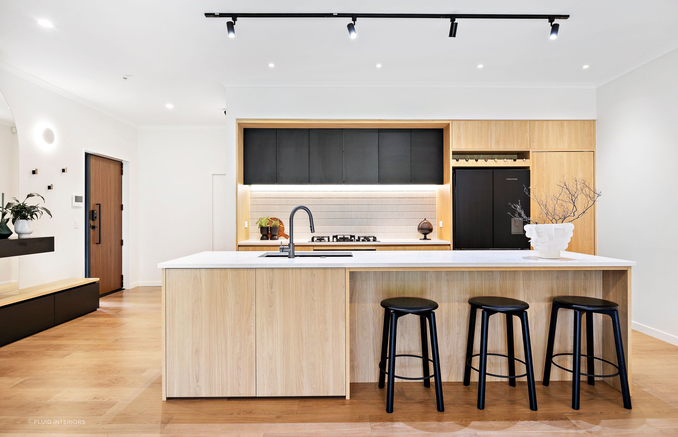 Oak + Black Melamine with Pocket Door