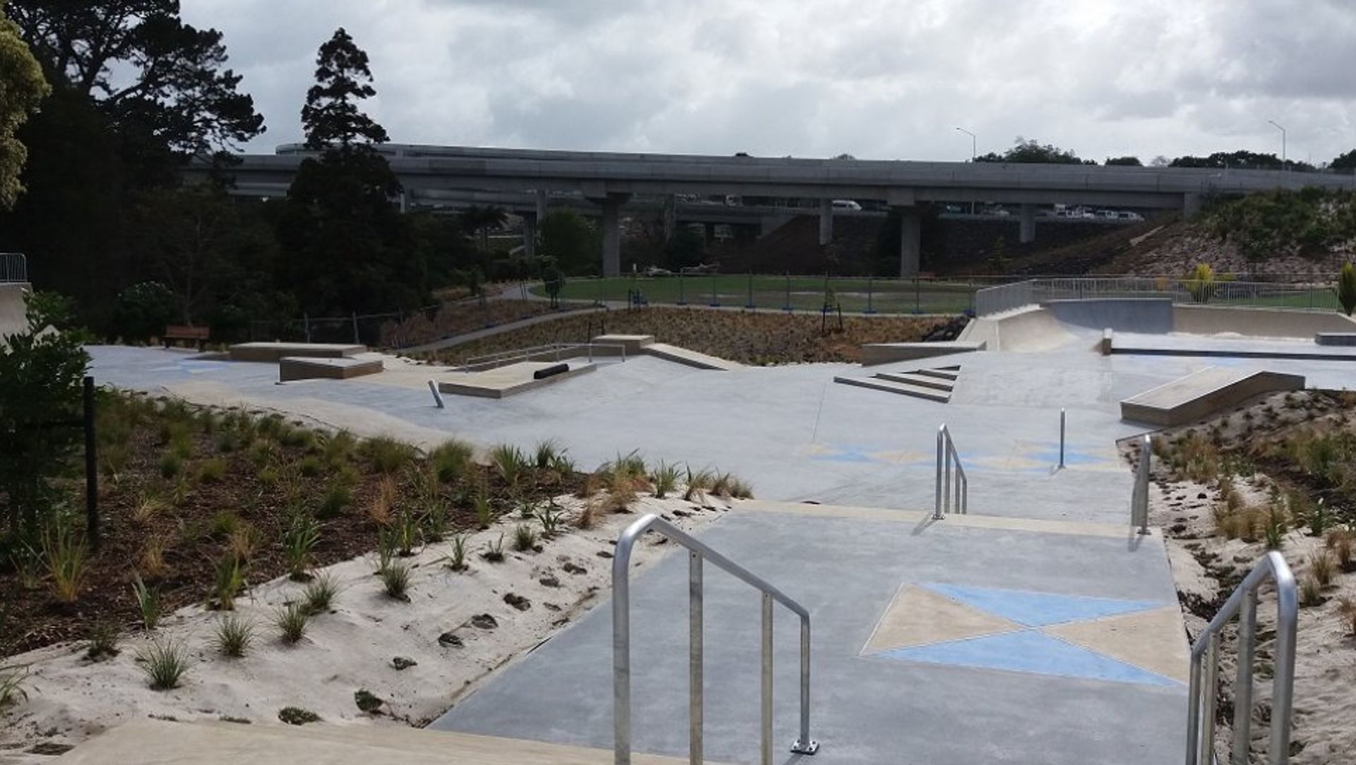 Red and blue concrete features at Auckland’s newest skate parks banner