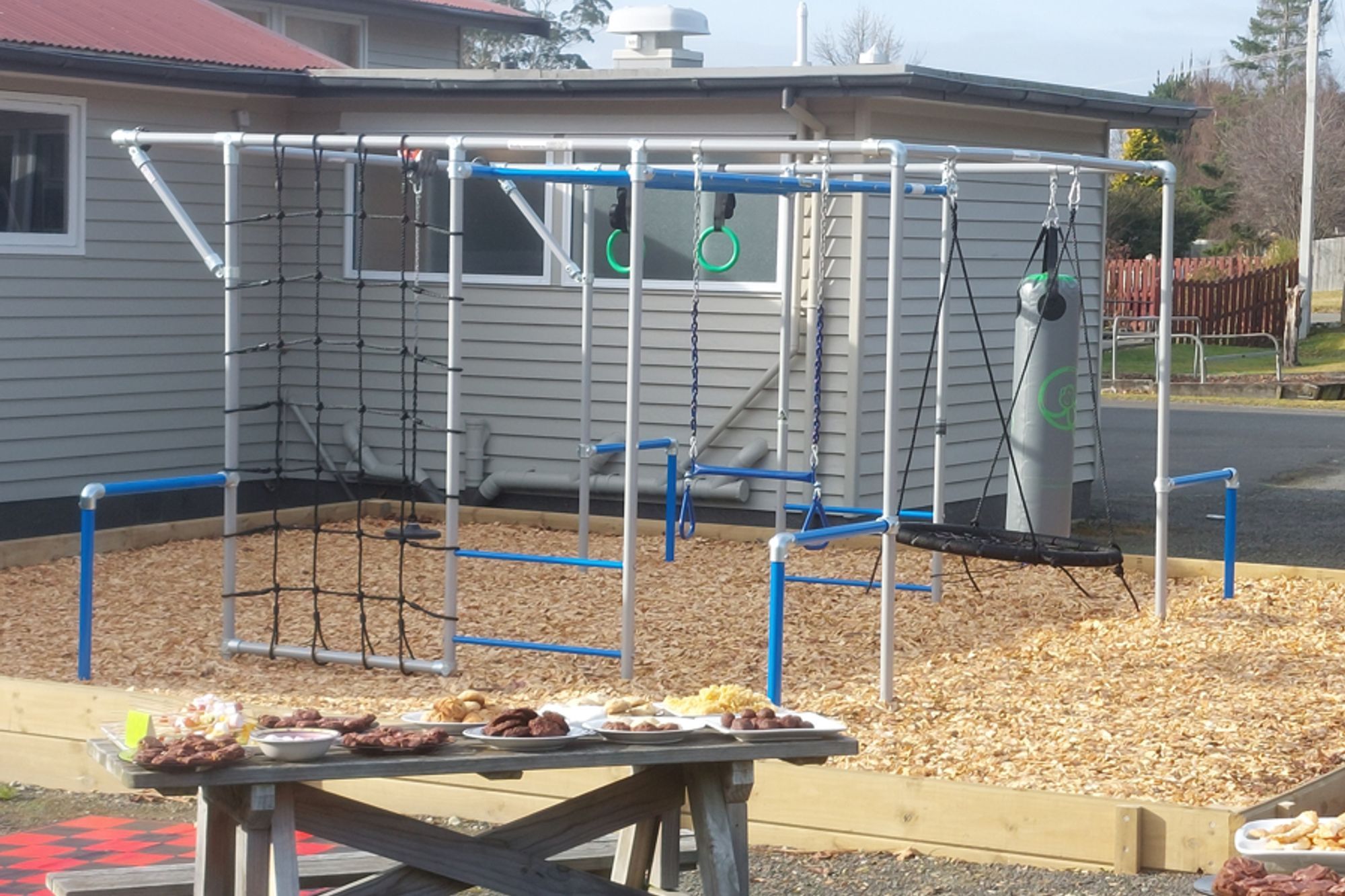 The Official Opening July 7th, 2022 - Completed monkey bars and playground