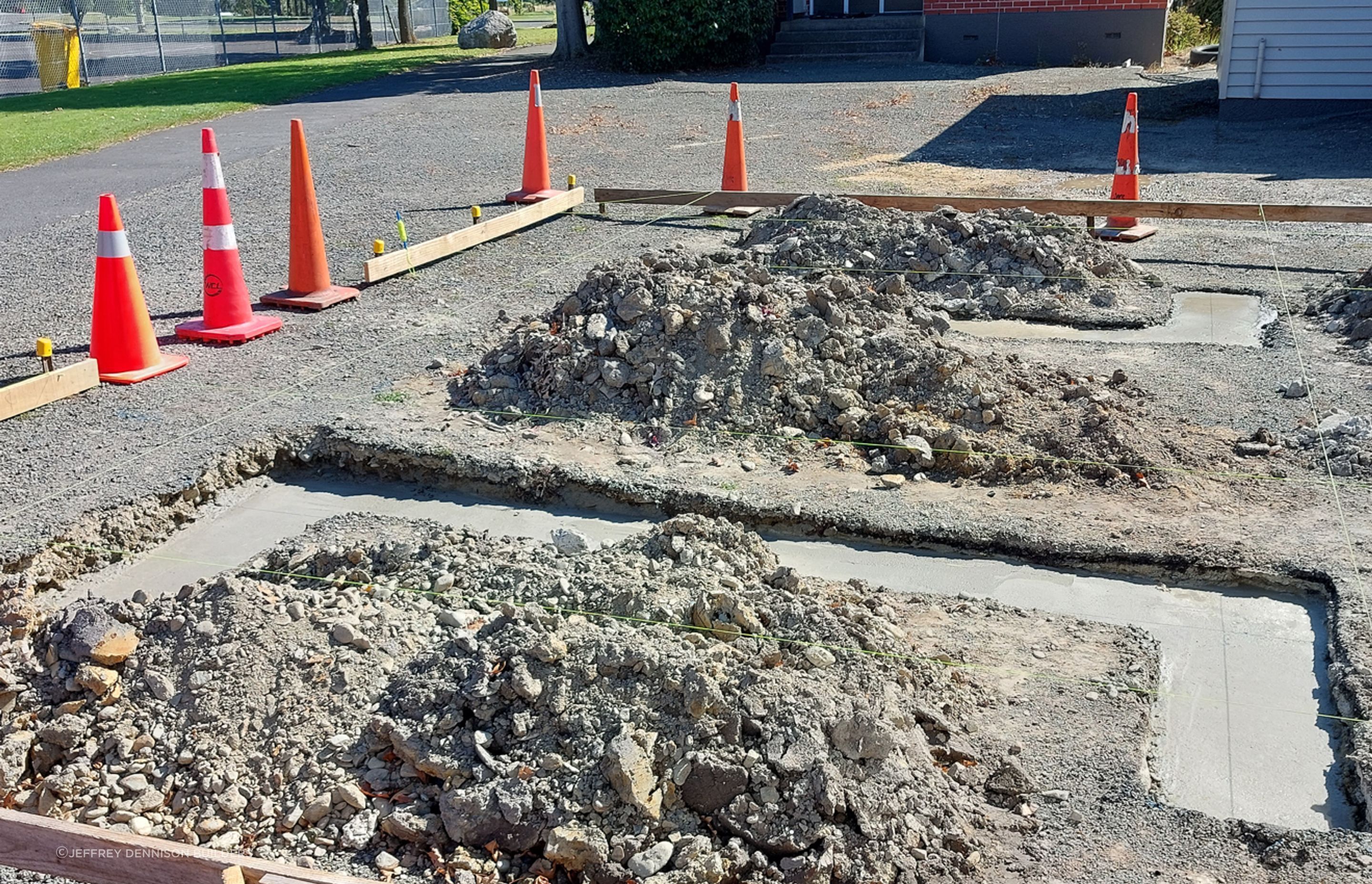 Foundation completed for the project. Image also shows setup and layout for foundation.