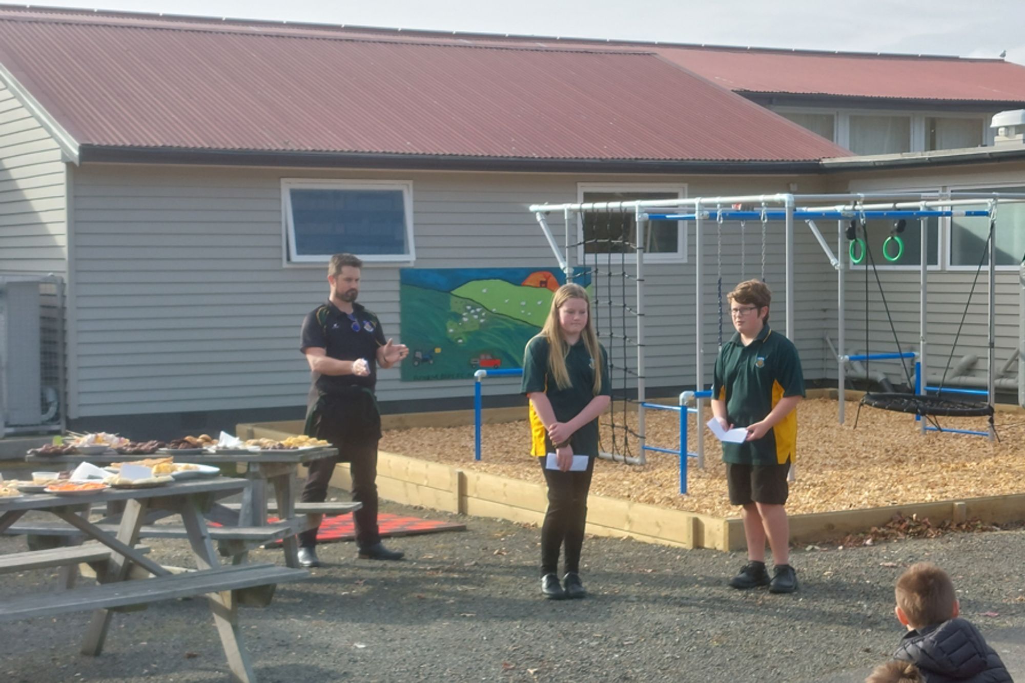 The Official Opening July 7th, 2022 - Two of the children from years 7 & 8 thanking the contributors